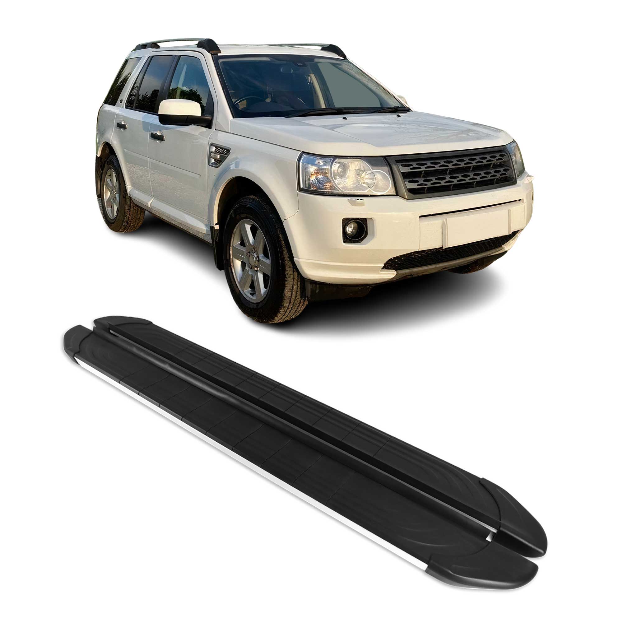 2008-2015 Land Rover LR2 Running Boards Side Steps Silver & Black