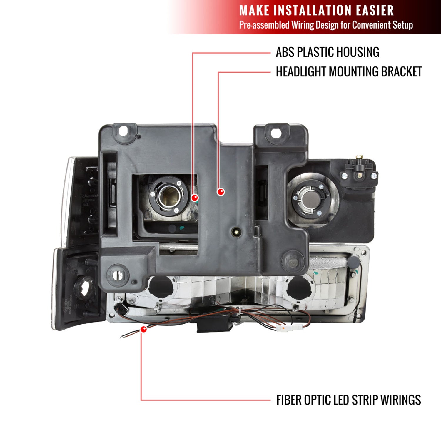 1994-1998 GMC C10/Sierra/Suburban/Yukon Headlights LED &Corner Lights Black