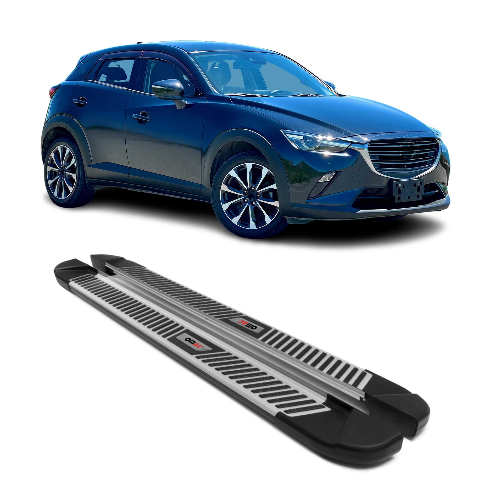 2016-2021 Mazda CX-3 Running Boards Side Steps Silver & Black
