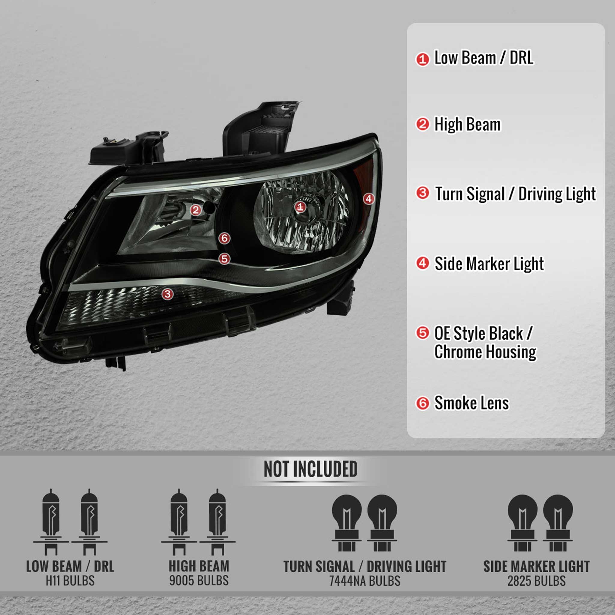 For Chevrolet Colorado 2015-2022 Factory Style Headlights (Black Housing / Smoked Lens)