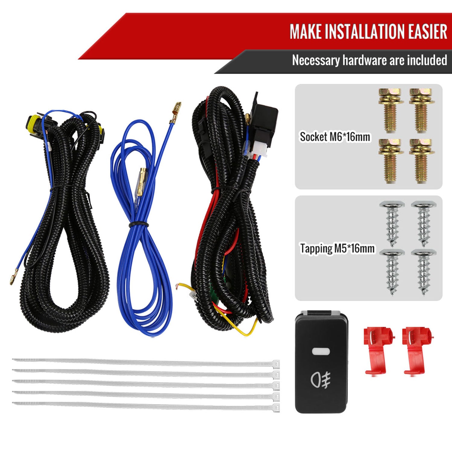 2005-2019 Nissan Frontier H11 Fog Lights Kit Switch & Wiring Harness Chrome