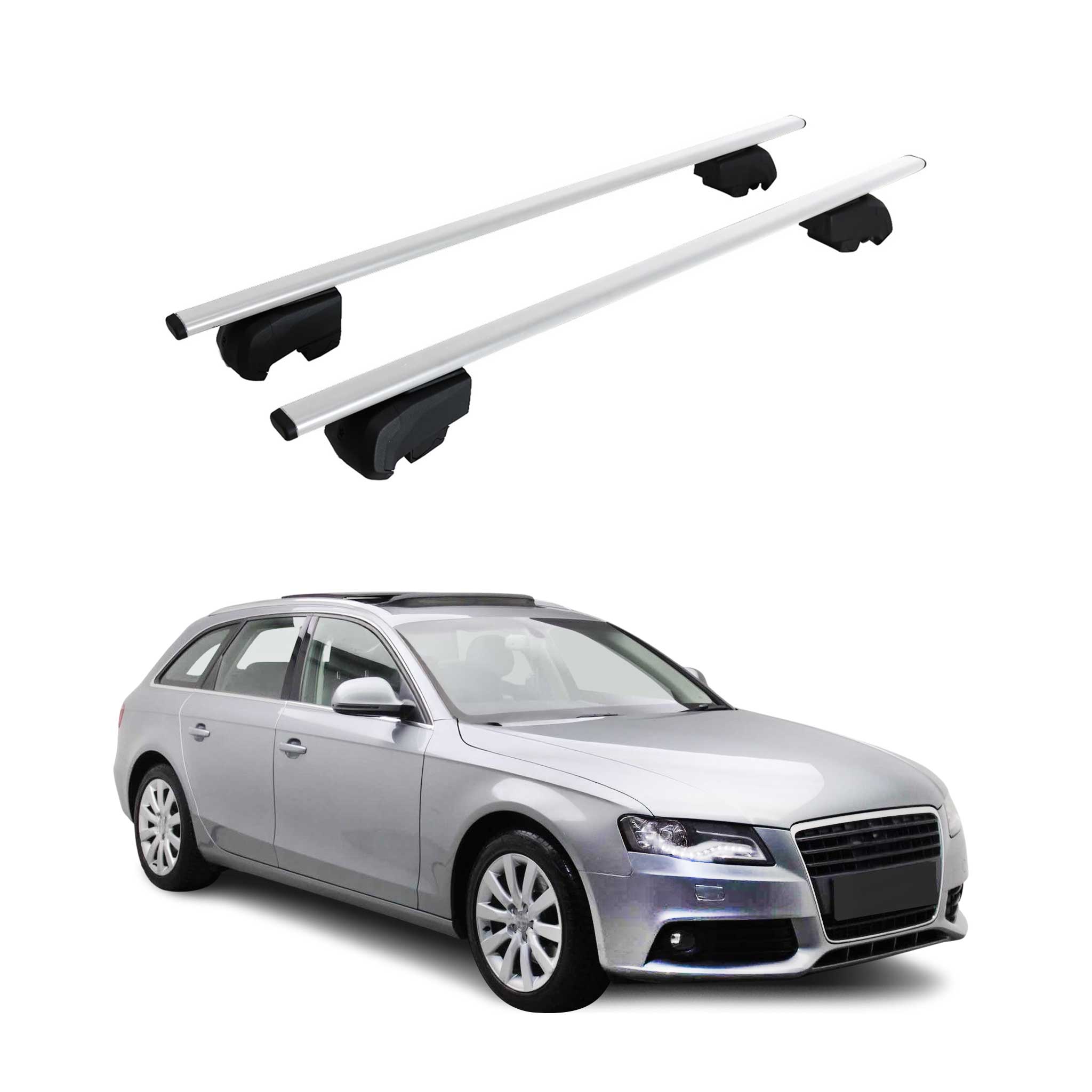 2008-2012 Audi A4 B8 Wagon Roof Rack Cross Bars Black Luggage Carrier 2 Pcs