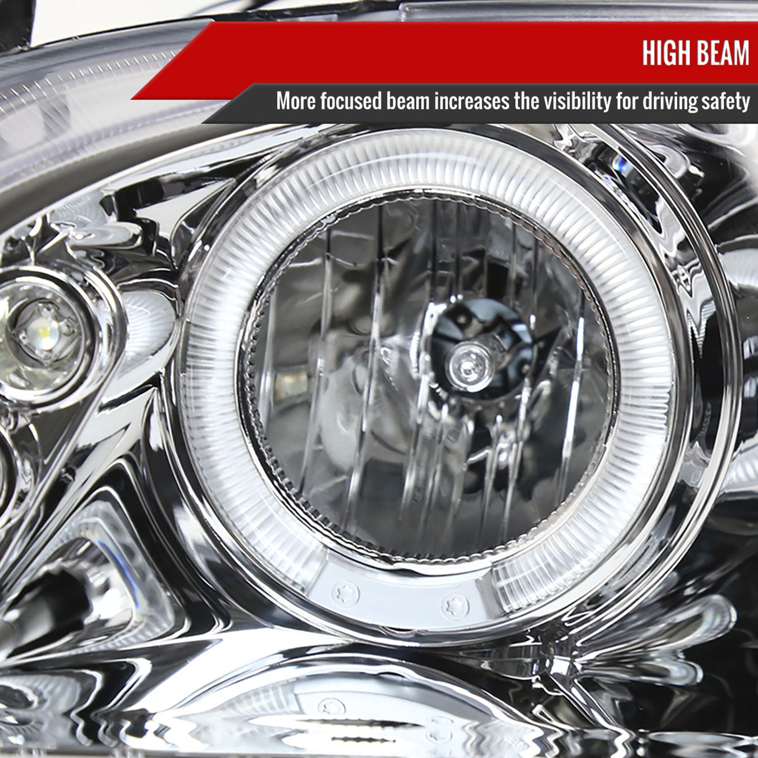 1998-2002 Honda Accord Dual Halo Projector Headlights Chrome/Clear Lens