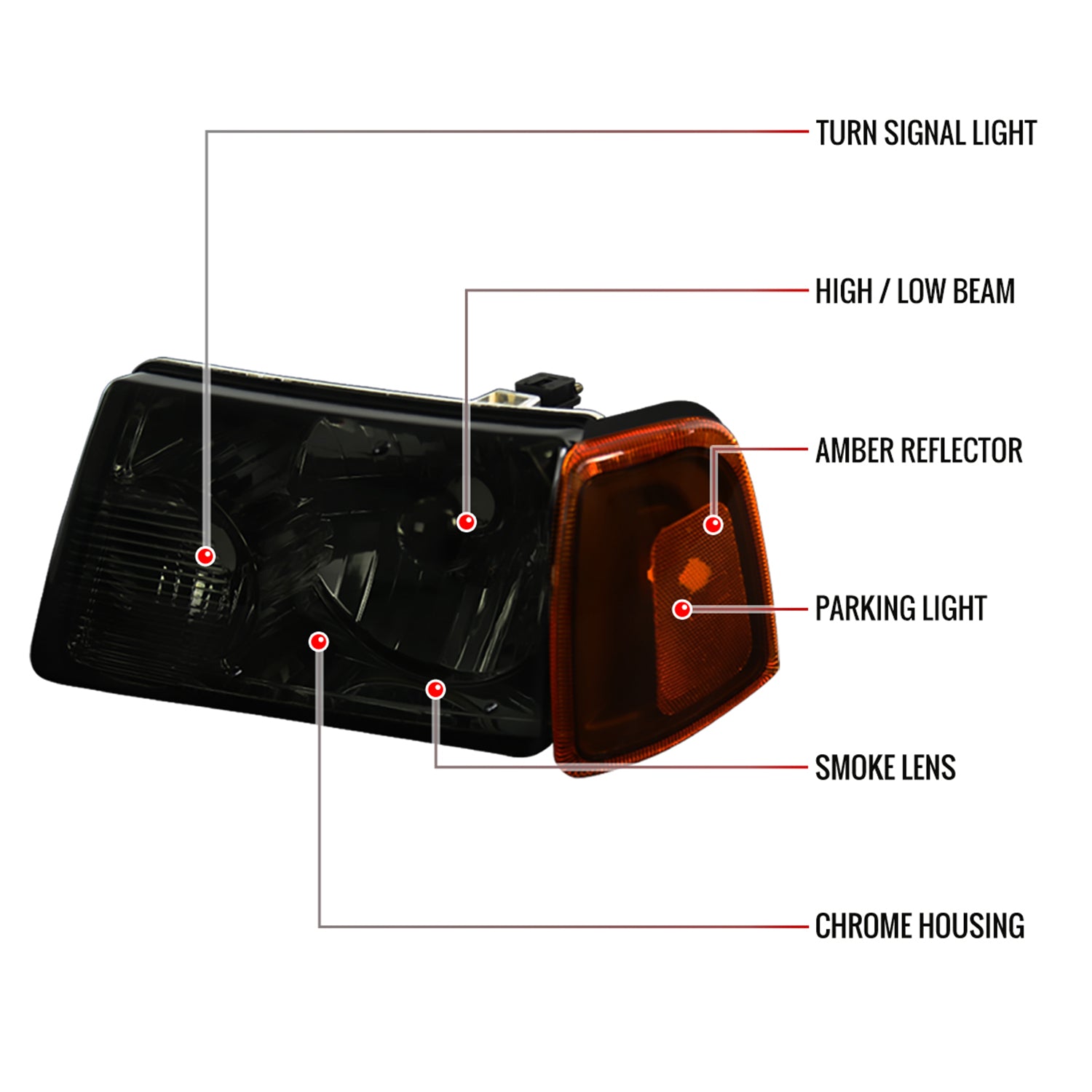 2001-2011 Ford Ranger Factory Headlights Amber Corner Signal Lights Chrome