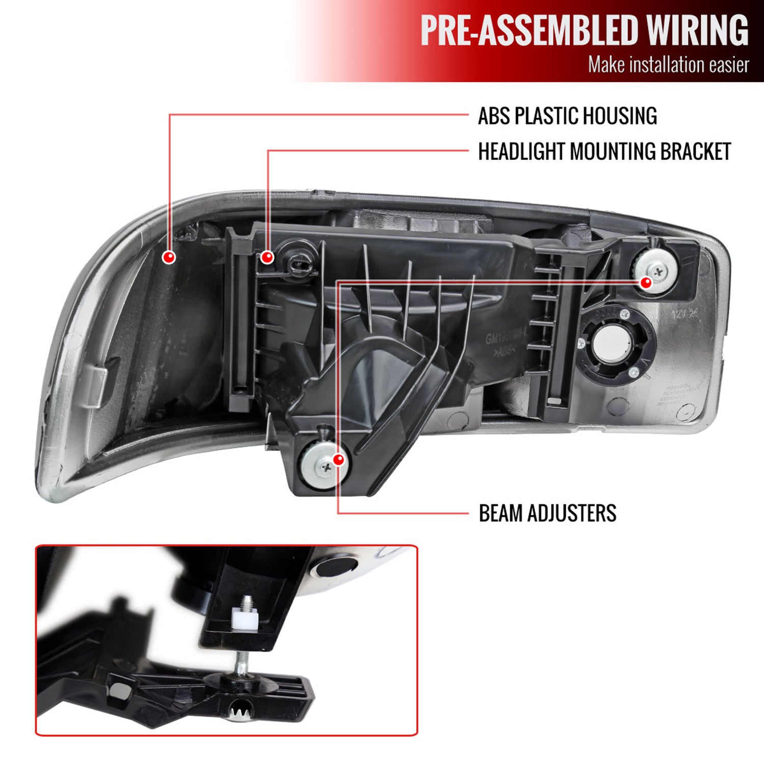 1999-2006 GMC Sierra/Yukon/Yukon XL Headlights Amber Reflector Chrome