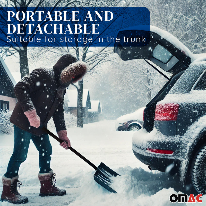 Snow Shovel with Scraper Compact Adjustable Lock Portable Lightweight