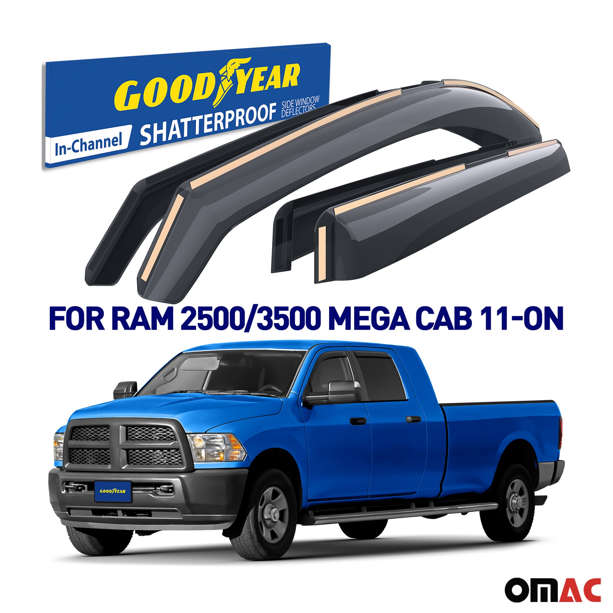 Goodyear Wind Deflectors for Dodge Ram 2500 3500 2019-2025 Crew Cab & Mega Cab