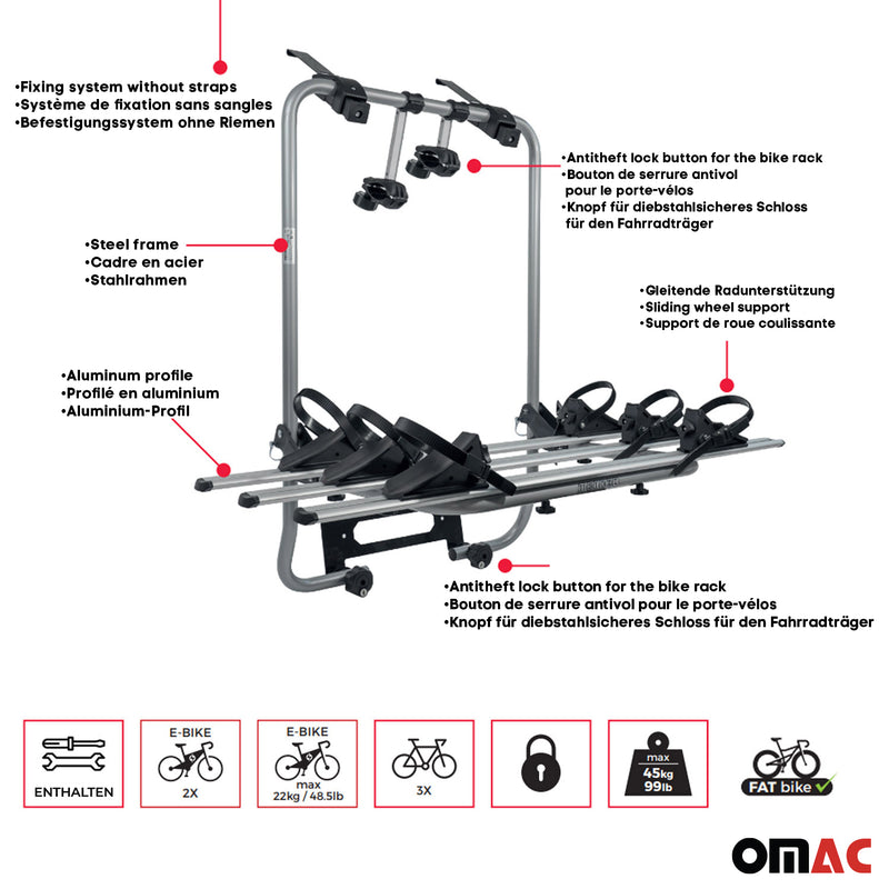 2011-2014 VW Touareg 3 Bike Rack Carrier Hitch Mount Black 1Pc