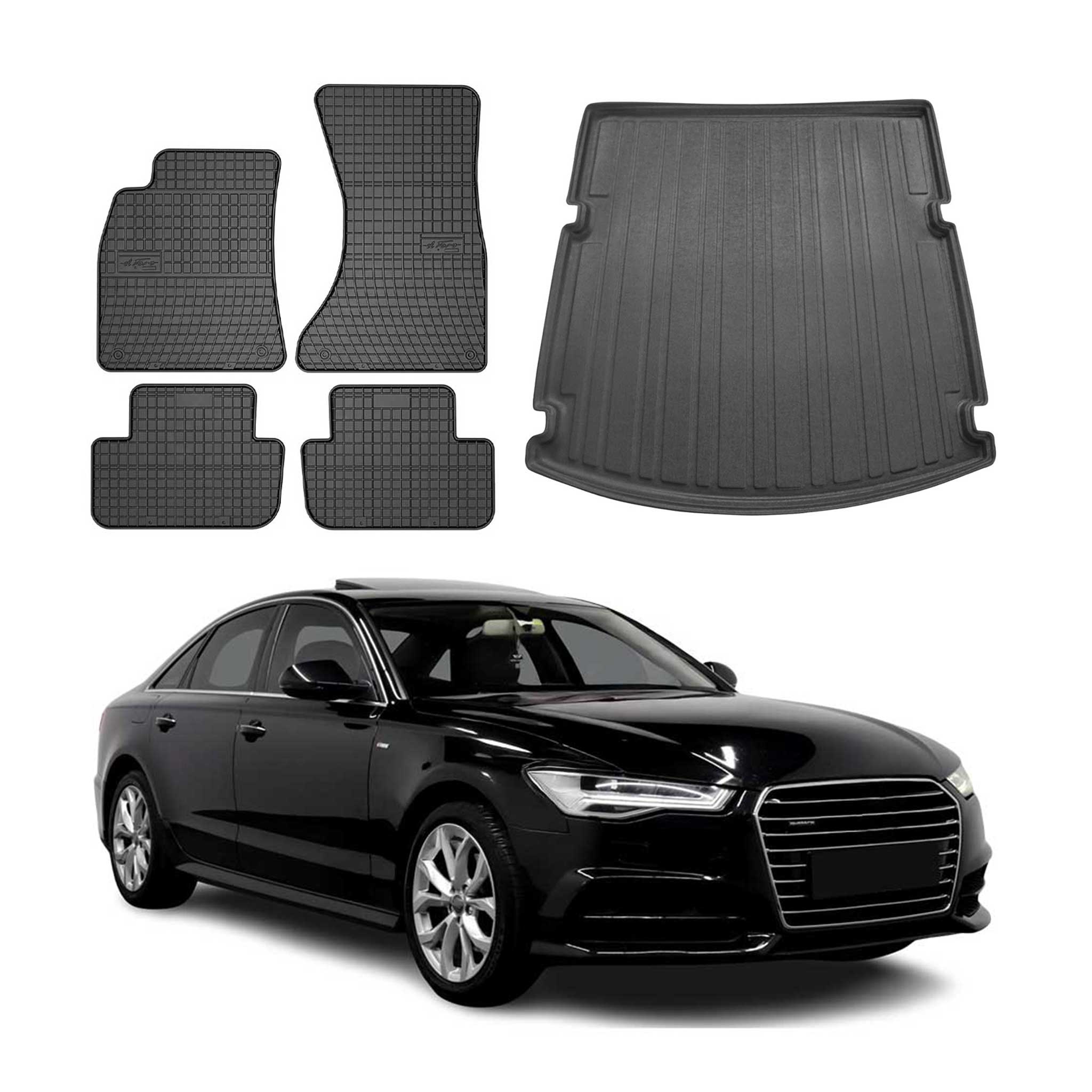 2012-2018 Audi A6 S6 Sedan Floor Mats & Cargo Liner Full Set All Weather Black