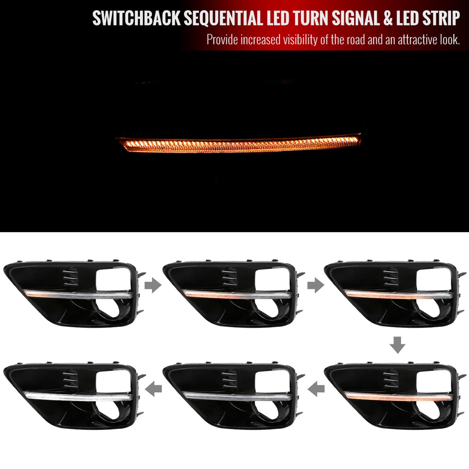 2015-2017 Subaru Impreza WRX STI LED Signal Fog Light Bezels Glossy Black