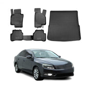 2006-2010 VW Passat B6 Floor Mats & Cargo Liner Full Set All Weather Black