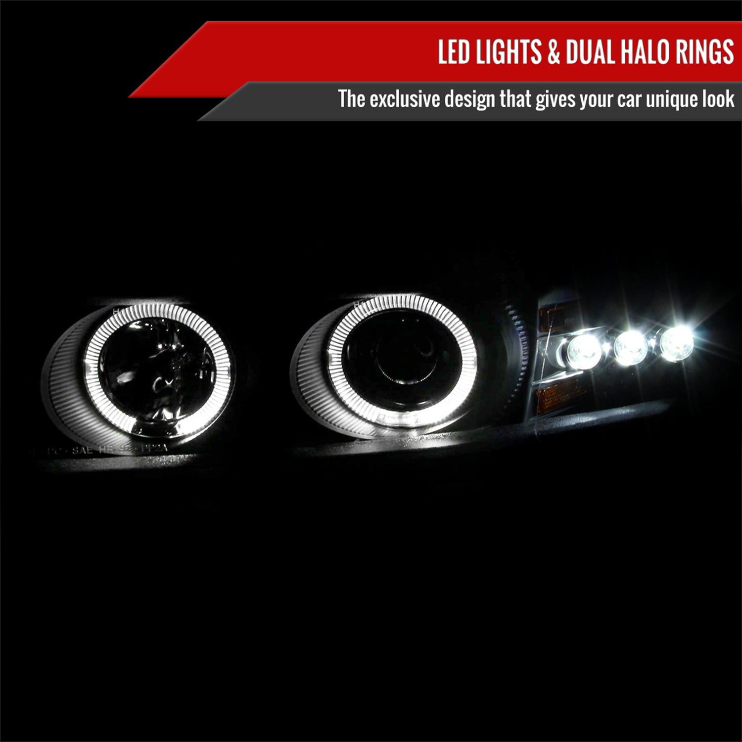 1997-2000 Dodge Avenger Chrysler Sebring Coupe Dual Halo Headlights Black