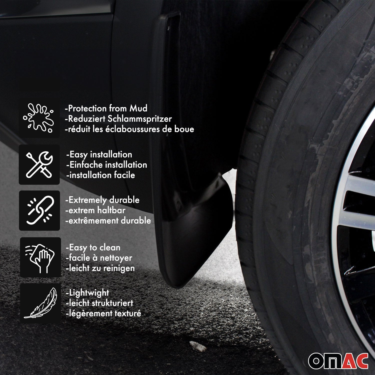 4-Pack Front & Rear Side Mud Flaps Splash Guards for Cars SUVs Universal