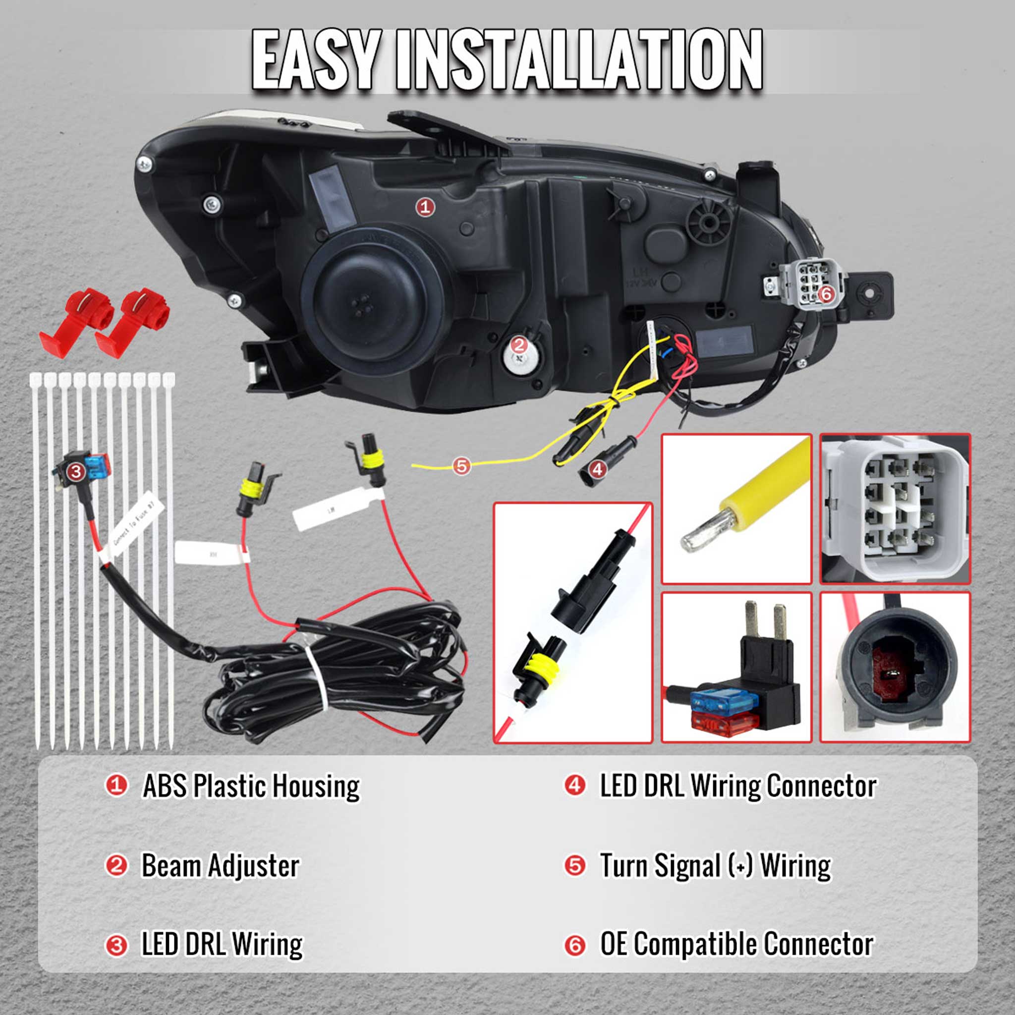 For Subaru Impreza WRX STI 2015-2021 Projector Headlights Sequential LED Switchback DRL Black Housing Smoked Lens