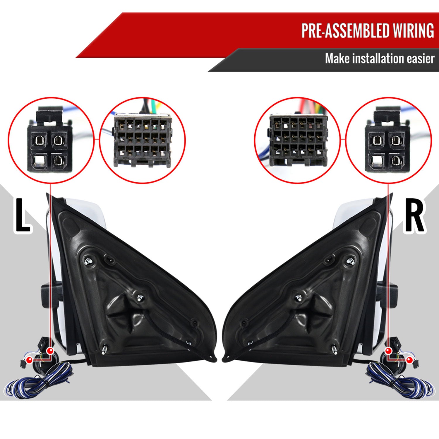 2014-2016 Chevy Silverado/Sierra Heated ATS Manual Chrome Towing Mirrors Smoke