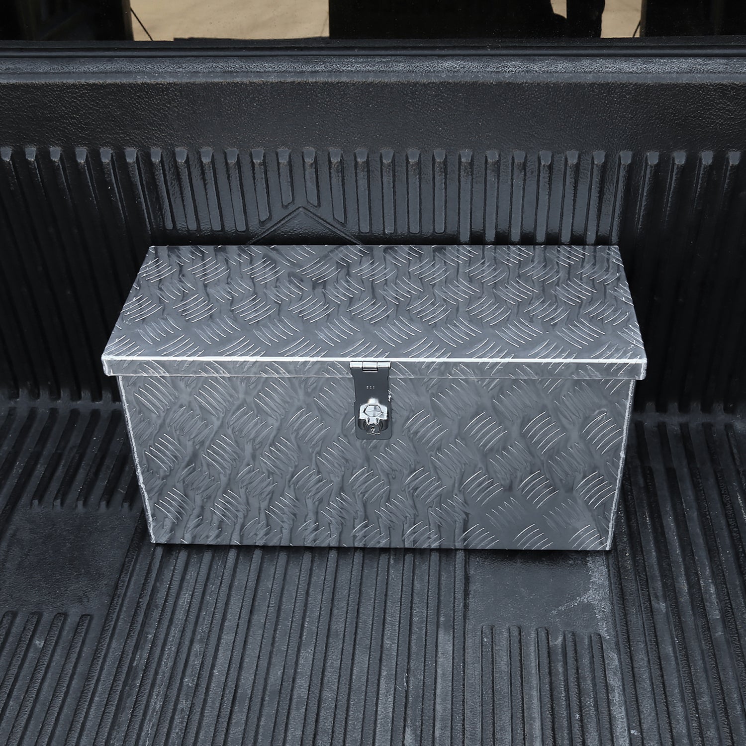 Universal 24" Heavy Duty Silver Alu Truck Tool Box w/ Side Handles Lock & Keys