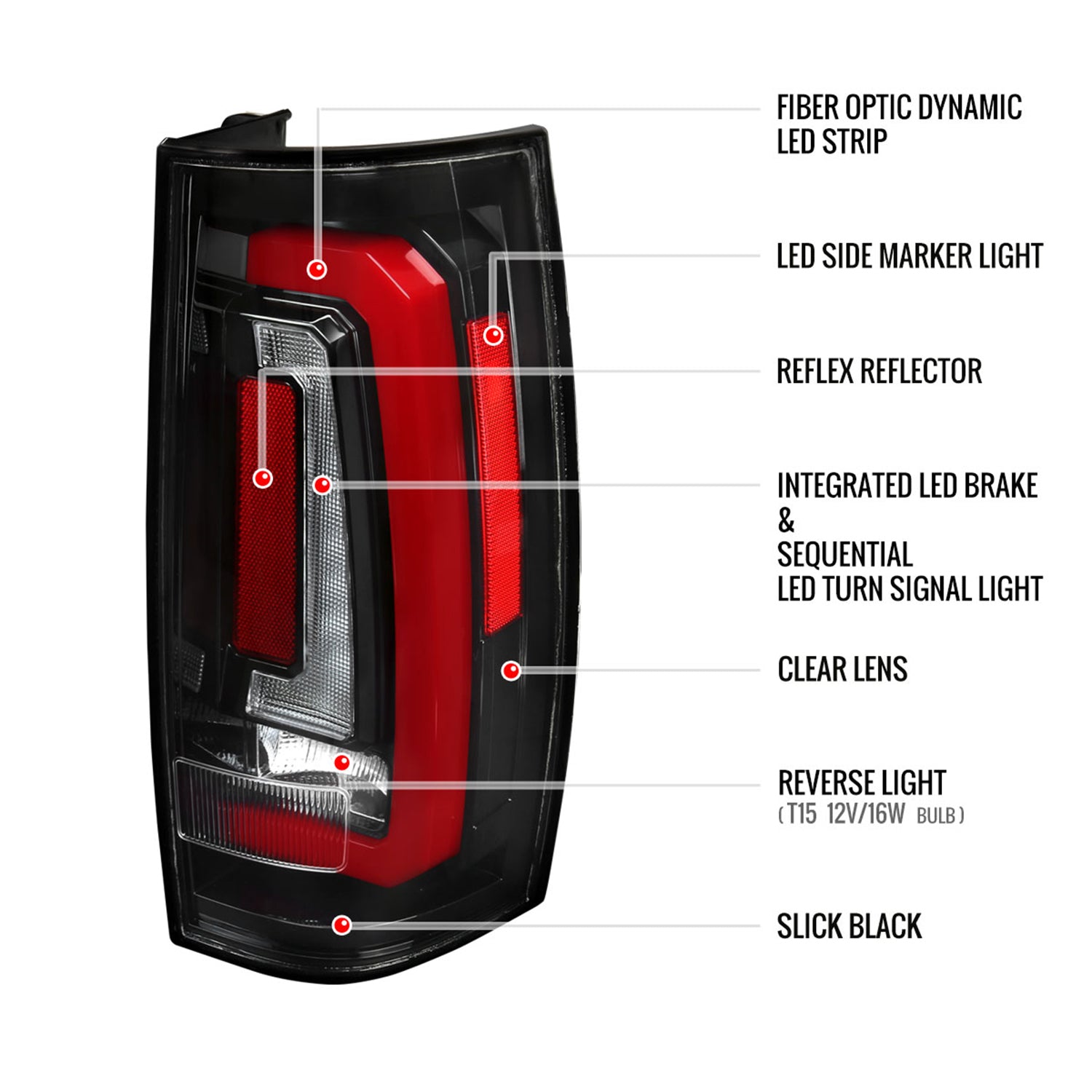 2007-2014 Chevy Tahoe/Suburban/Yukon/Denali LED Signal Tail Lights Jet Black