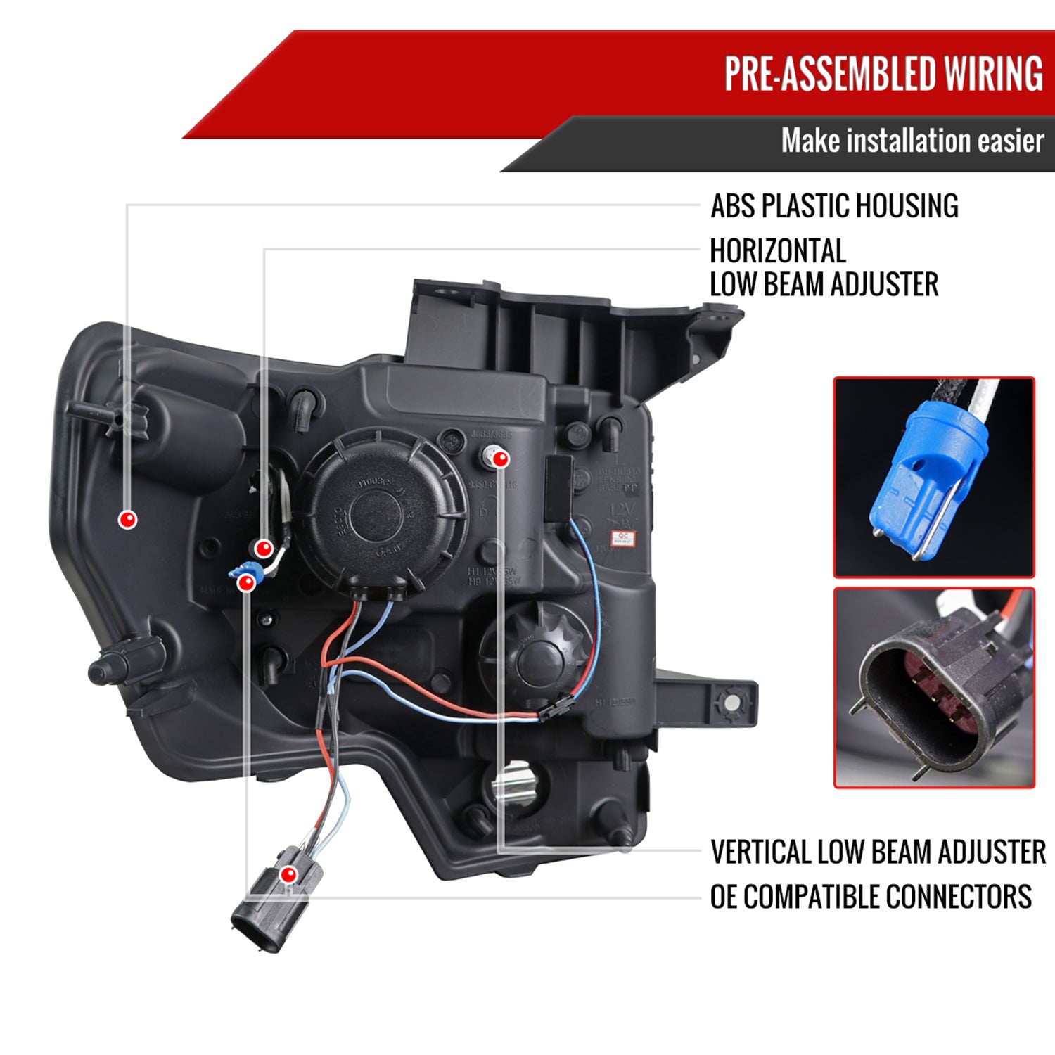 2009-2014 Ford F-150 LED C-Bar Projector Headlights Matte Black/Clear Lens