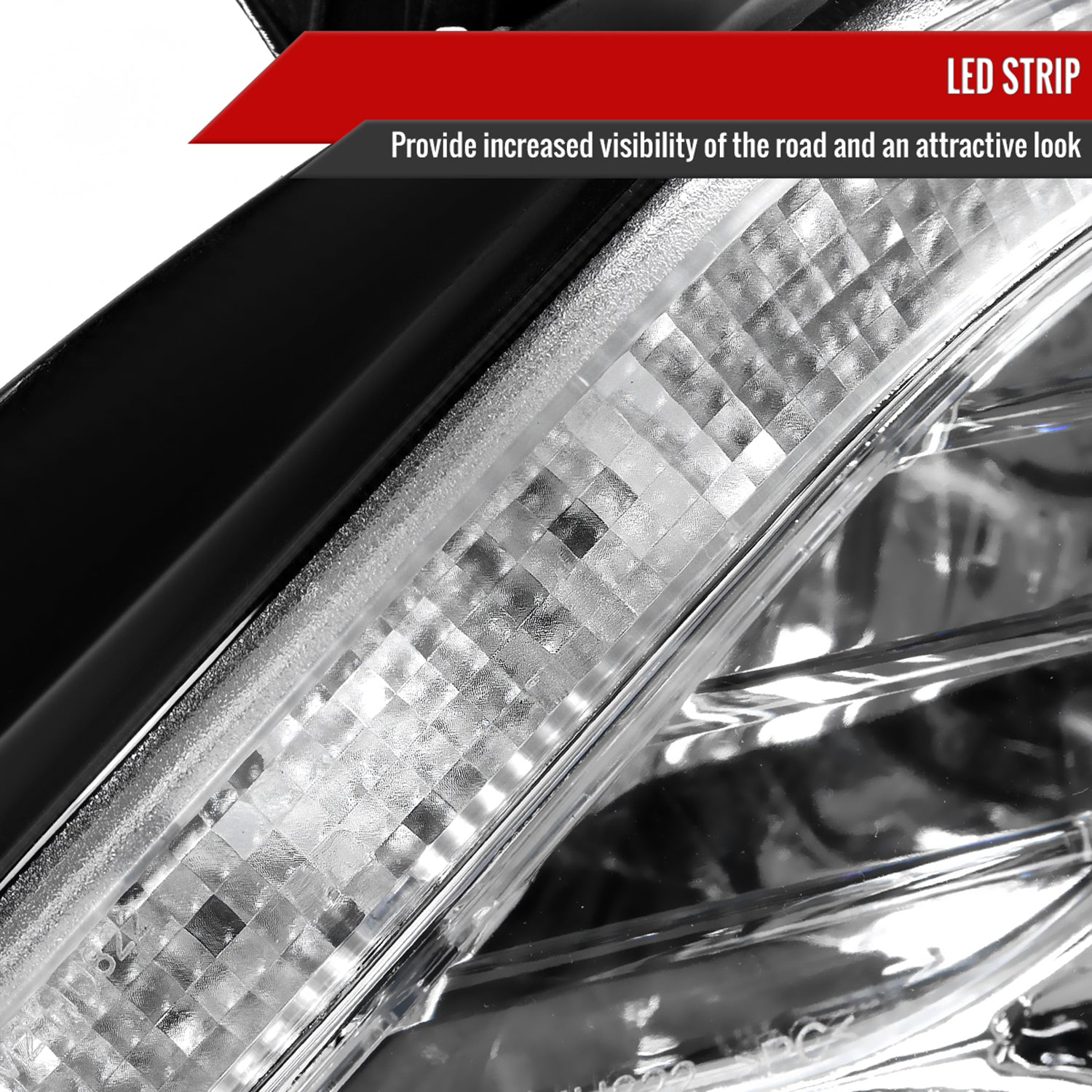 2011-2013 Toyota Corolla Projector Headlights w/ LED Light Strip Chrome/Clear