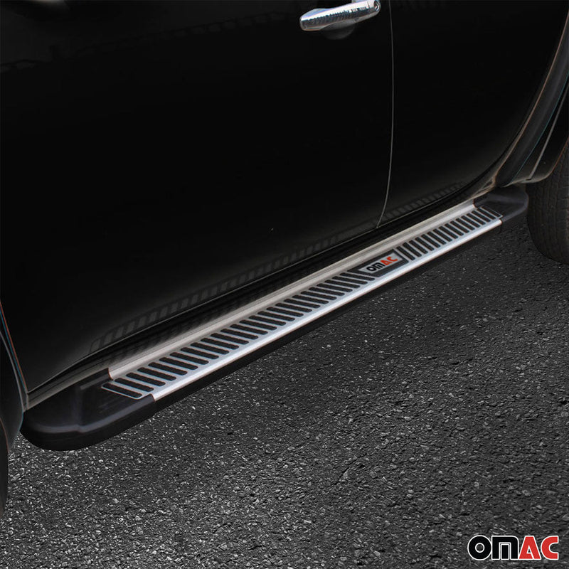 Side Step Running Boards for Hyundai Santa Fe Sport 2013-2016 Black Silver 2 Pcs