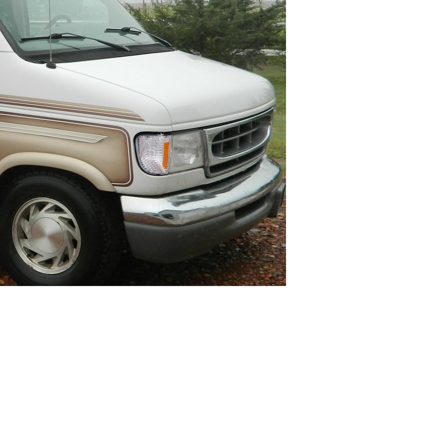 1992-2007 Ford E-Series Econoline Corner Lights Amber Reflectors Chrome/Clear