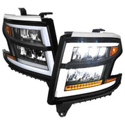 For Chevrolet Tahoe 2015-2020 Full LED DRL Sequential Headlights Matte Black Housing Clear Lens