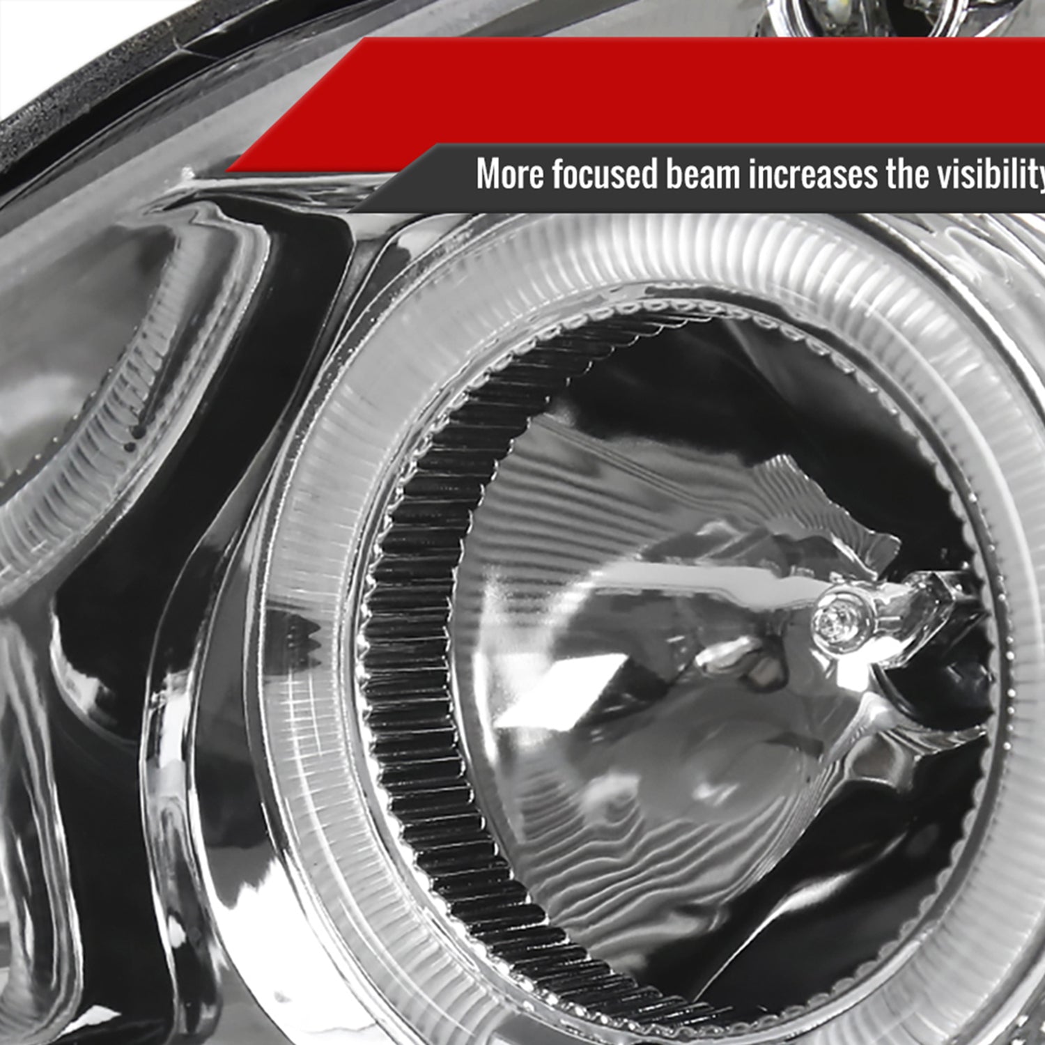 1999-2000 Honda Civic Dual Halo Projector Headlights Chrome/Clear Lens