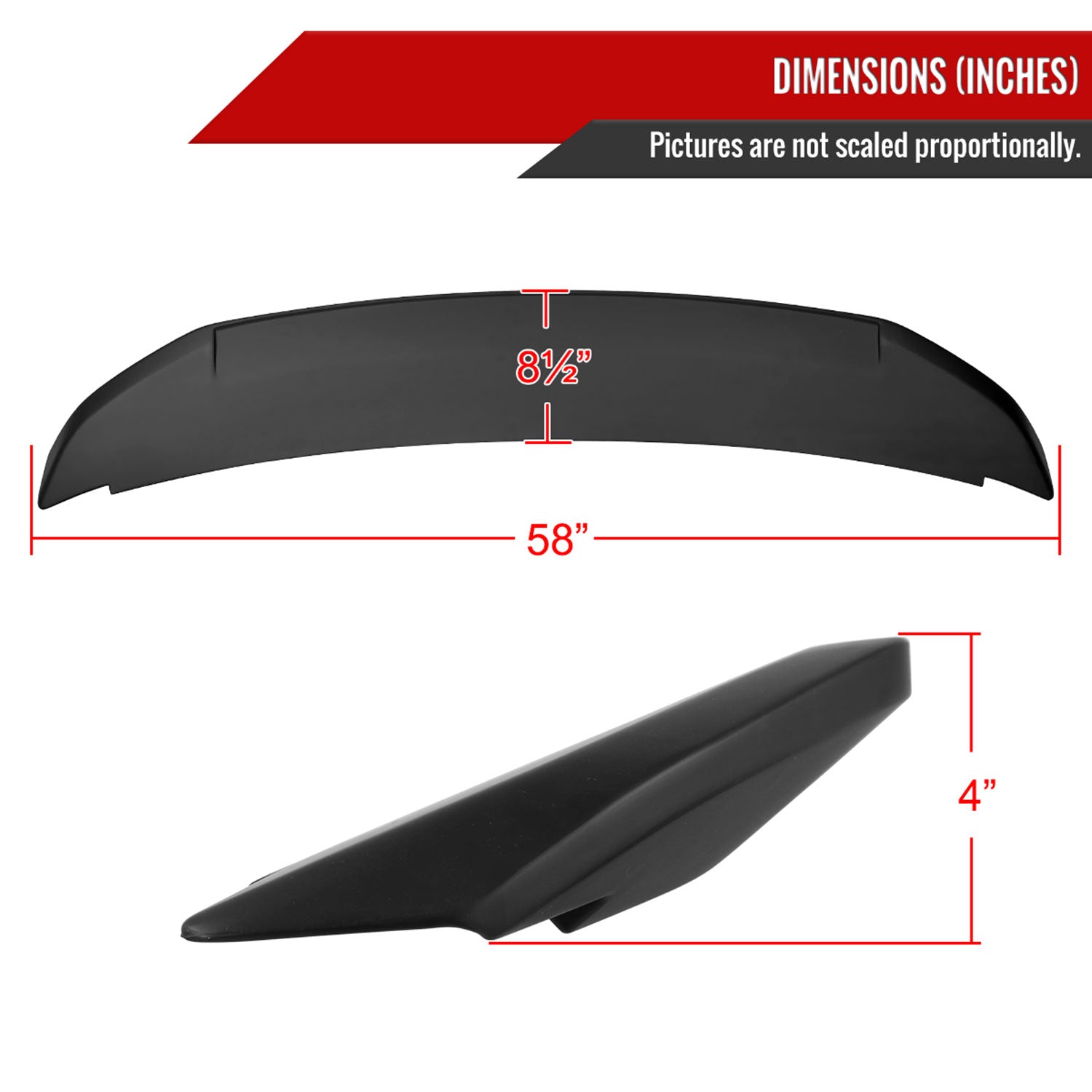 2010-2014 Ford Mustang Matte Black ABS Factory GT500 Style Rear Spoiler