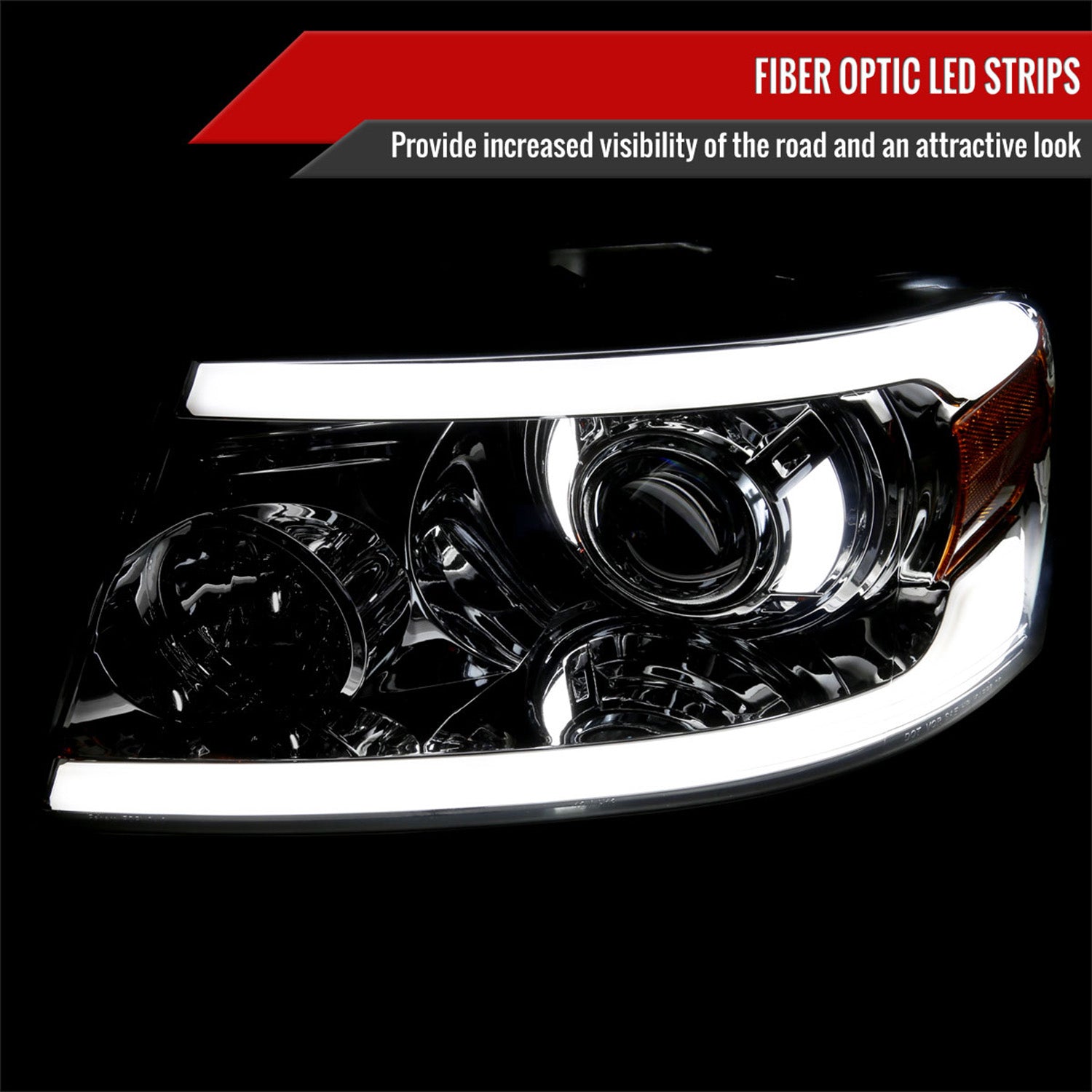 2004-2008 Ford F-150/06-2008 Lincoln Mark LT Projector Headlights LED Bar Smoke
