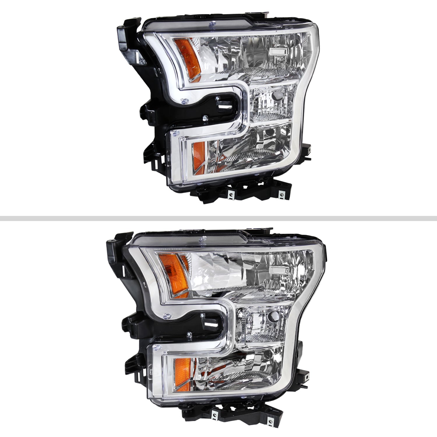 2015-2017 Ford F-150 Replacement Factory Style Headlights Chrome/Clear Lens