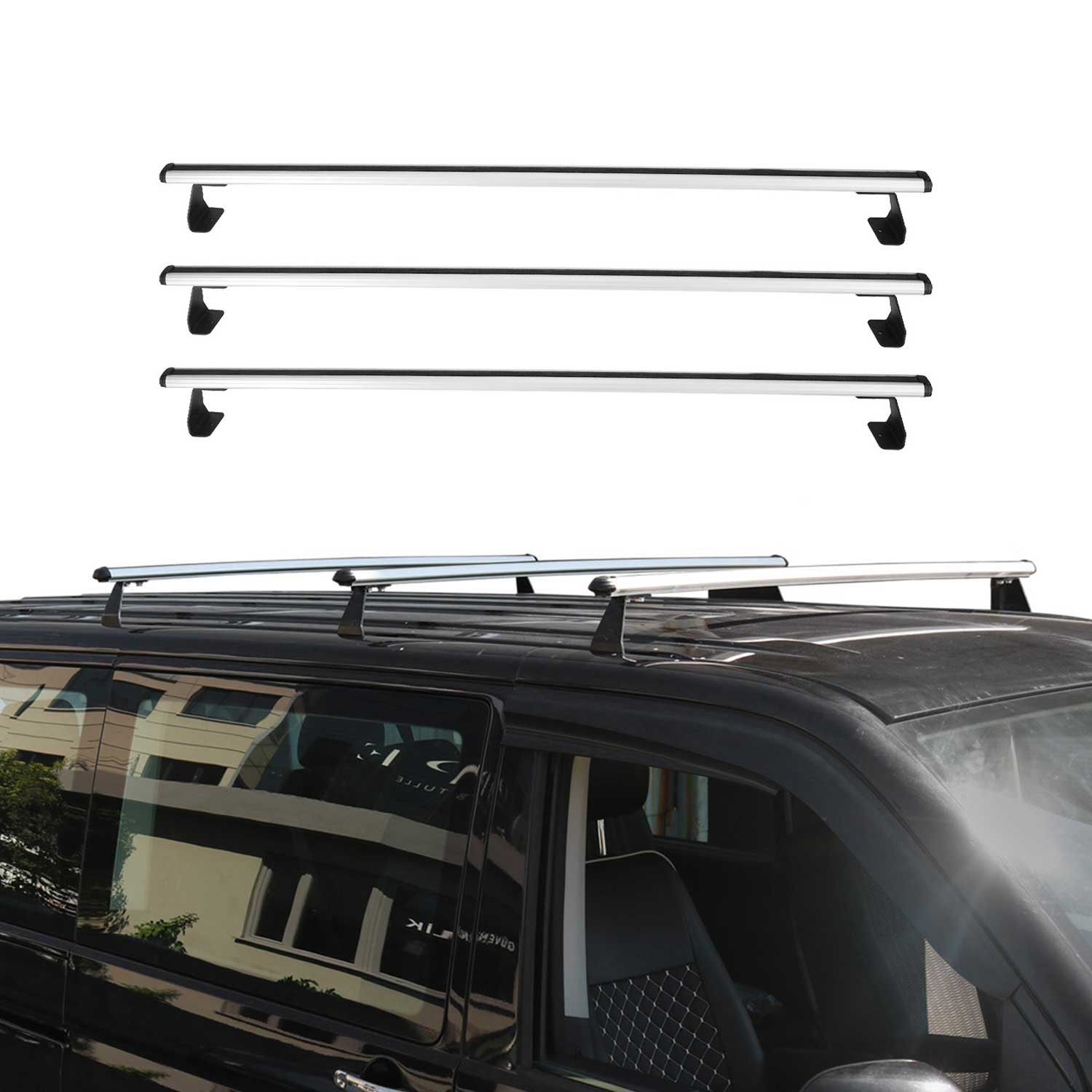 2013-2021 Nissan NV200 Roof Rack Cross Bars Luggage Carrier Aluminium Silver 3 Pcs