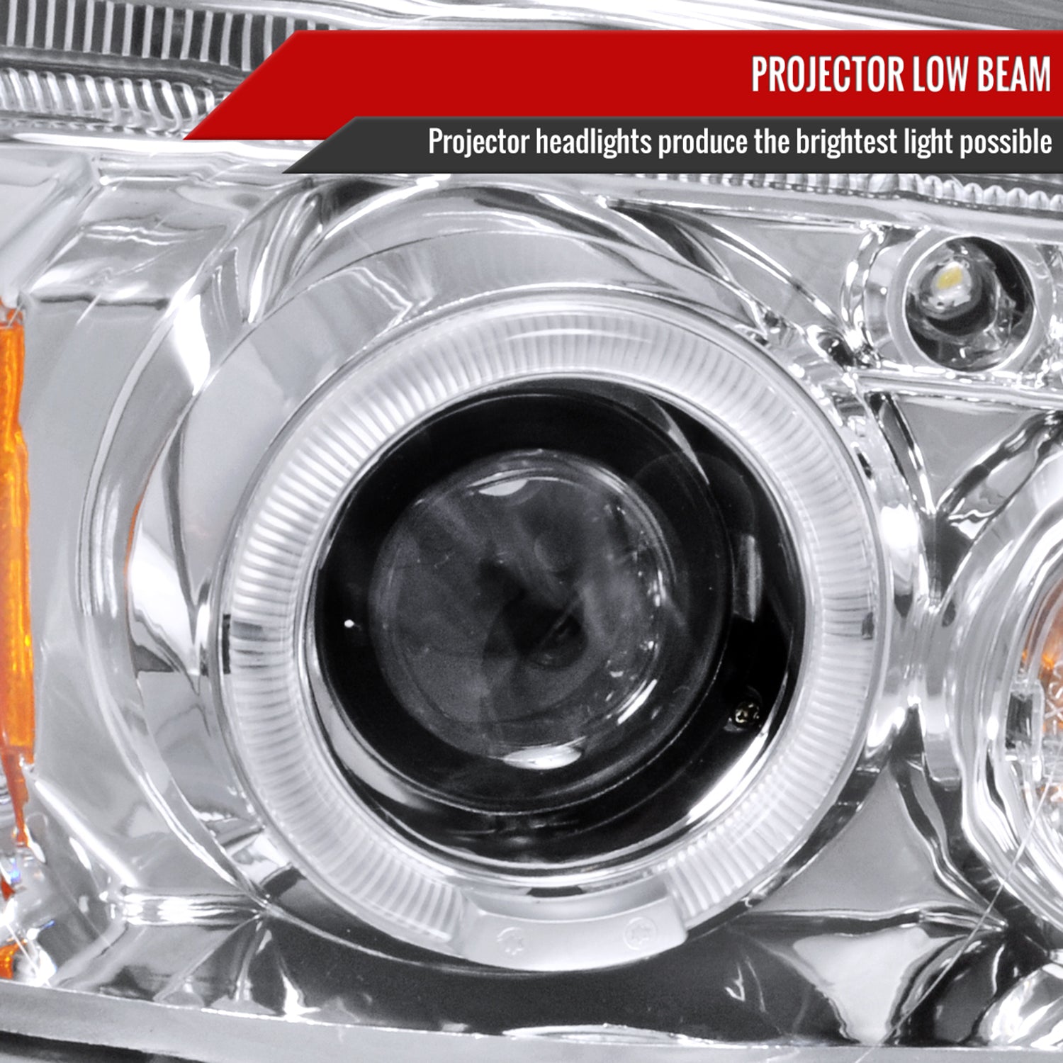 2004-2007 Chevy Malibu Dual Halo Projector Headlights Chrome/Clear Lens