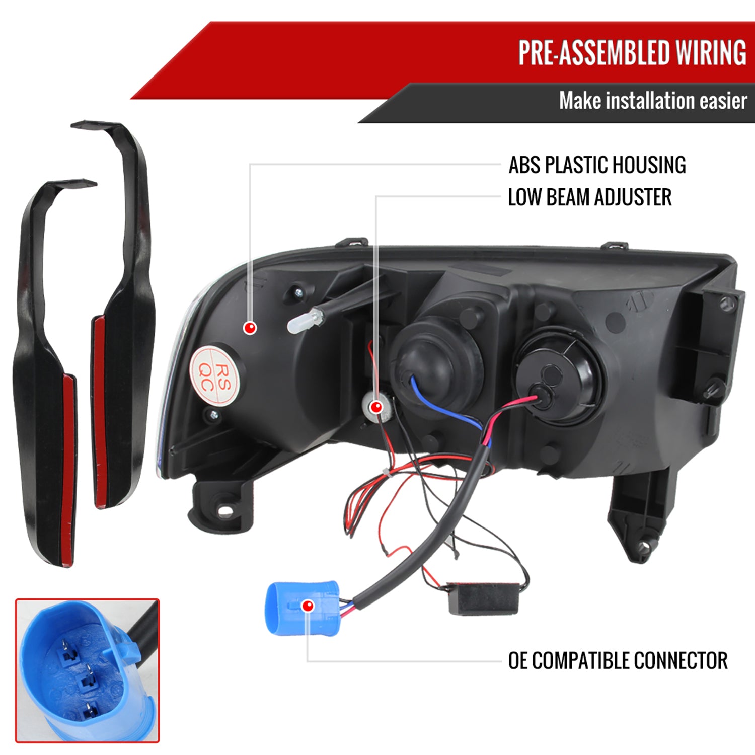 1994-2001 Dodge RAM 1500 2500 3500 Projector Headlights SMD LED Light Chrome