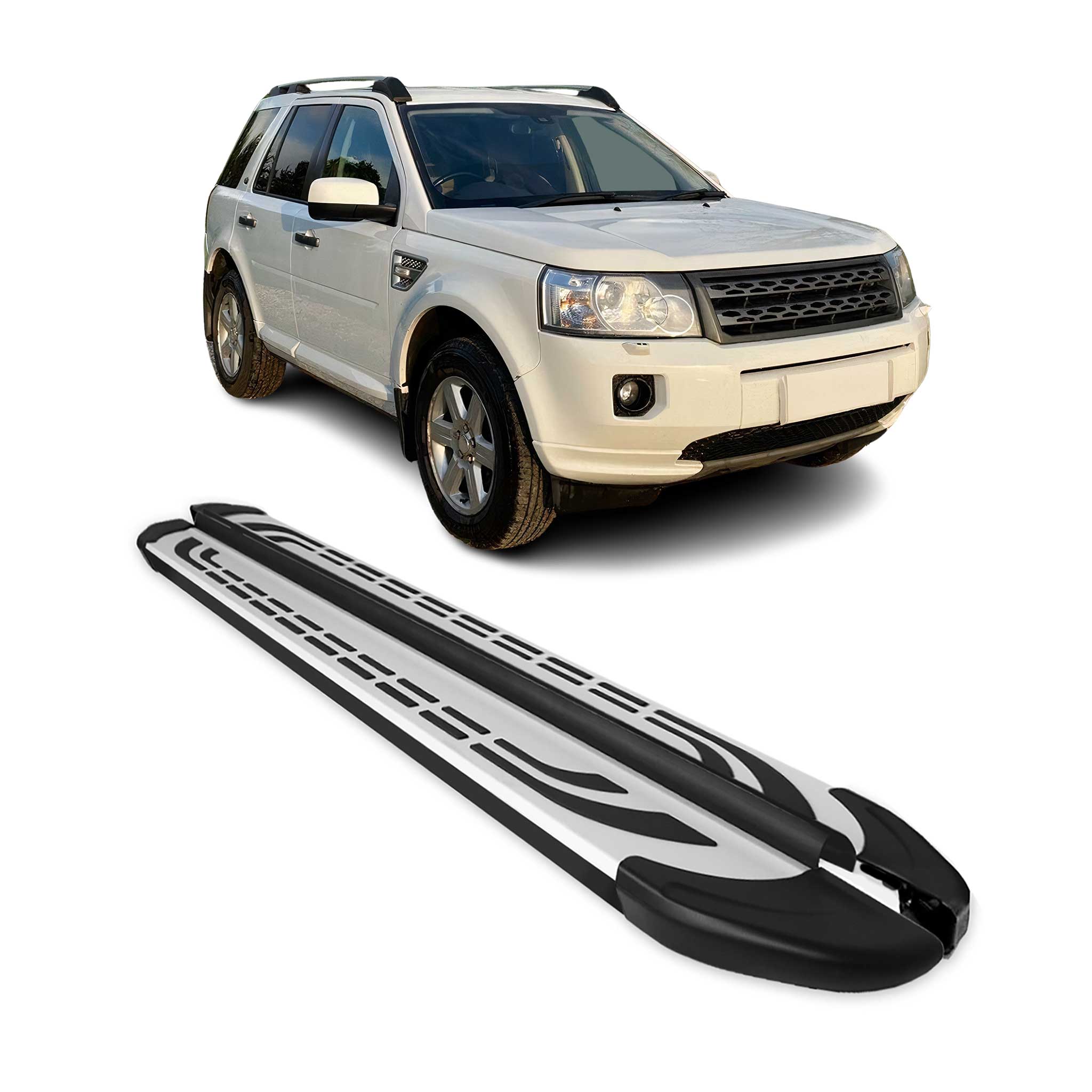 2008-2015 Land Rover LR2 Running Boards Side Steps Silver & Black ...