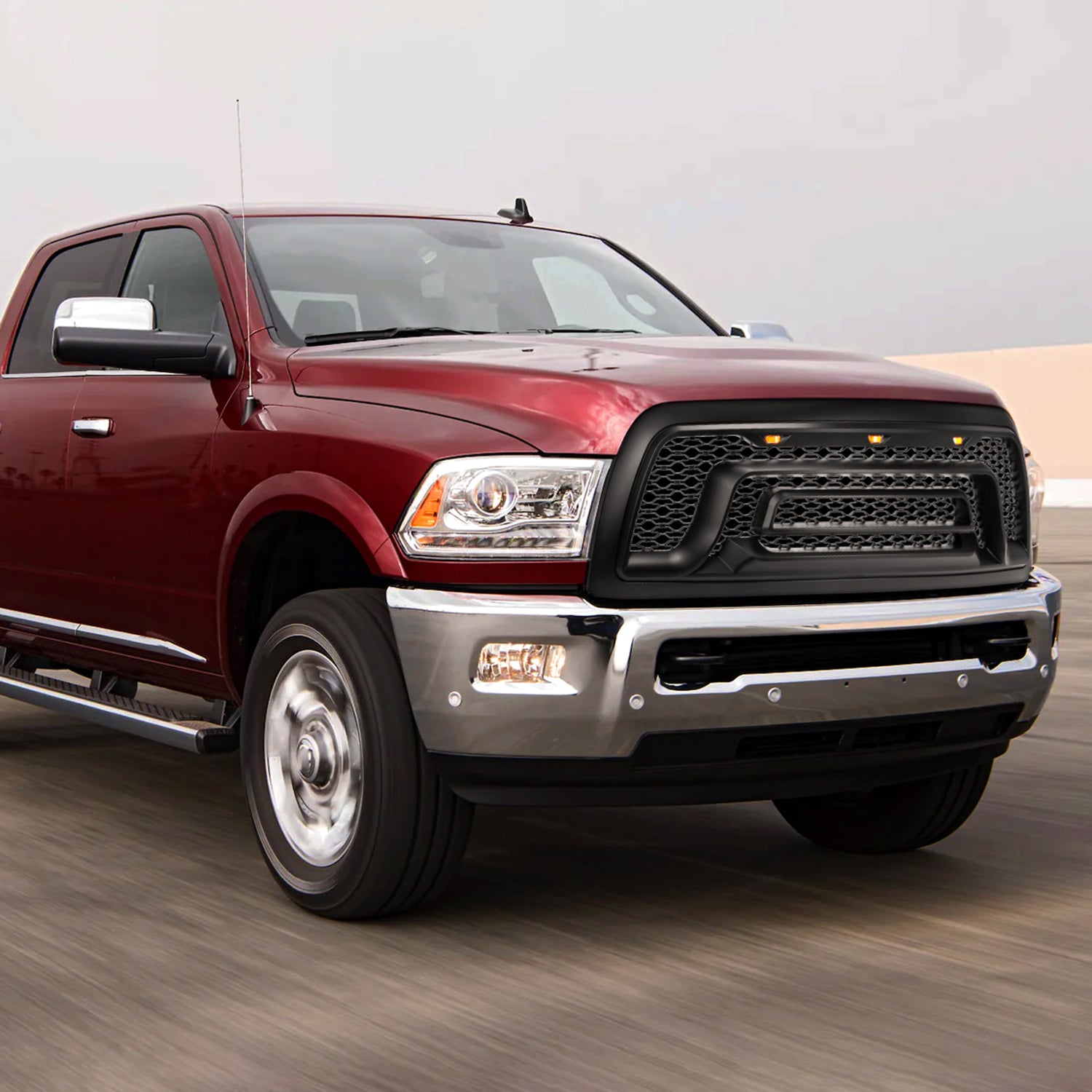 2010-2018 Dodge RAM 2500/3500 Rebel Style Hood Grille w/ Amber LED Lights