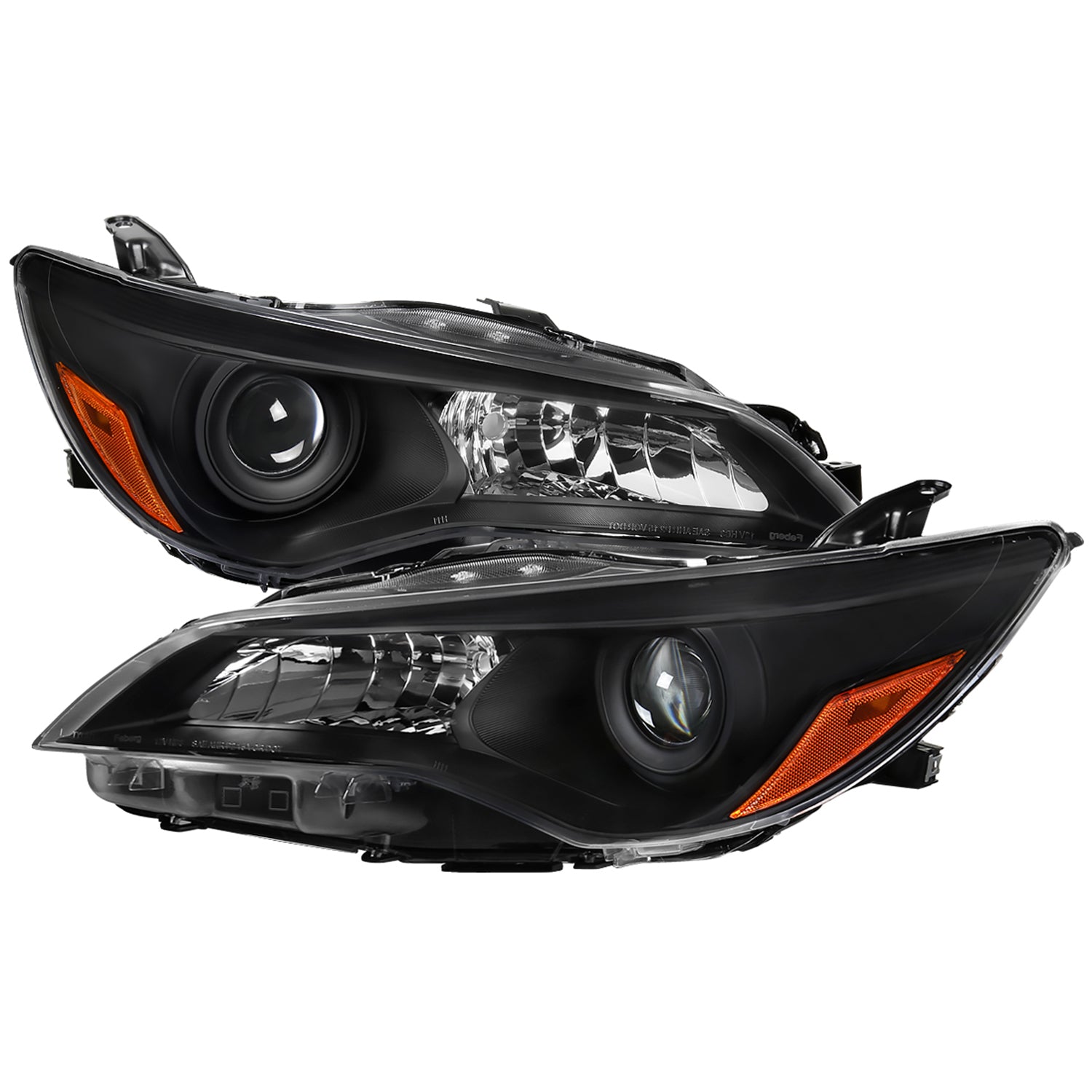 2015-2017 Toyota Camry Projector Headlights Amber Reflectors Matt Black/Clear