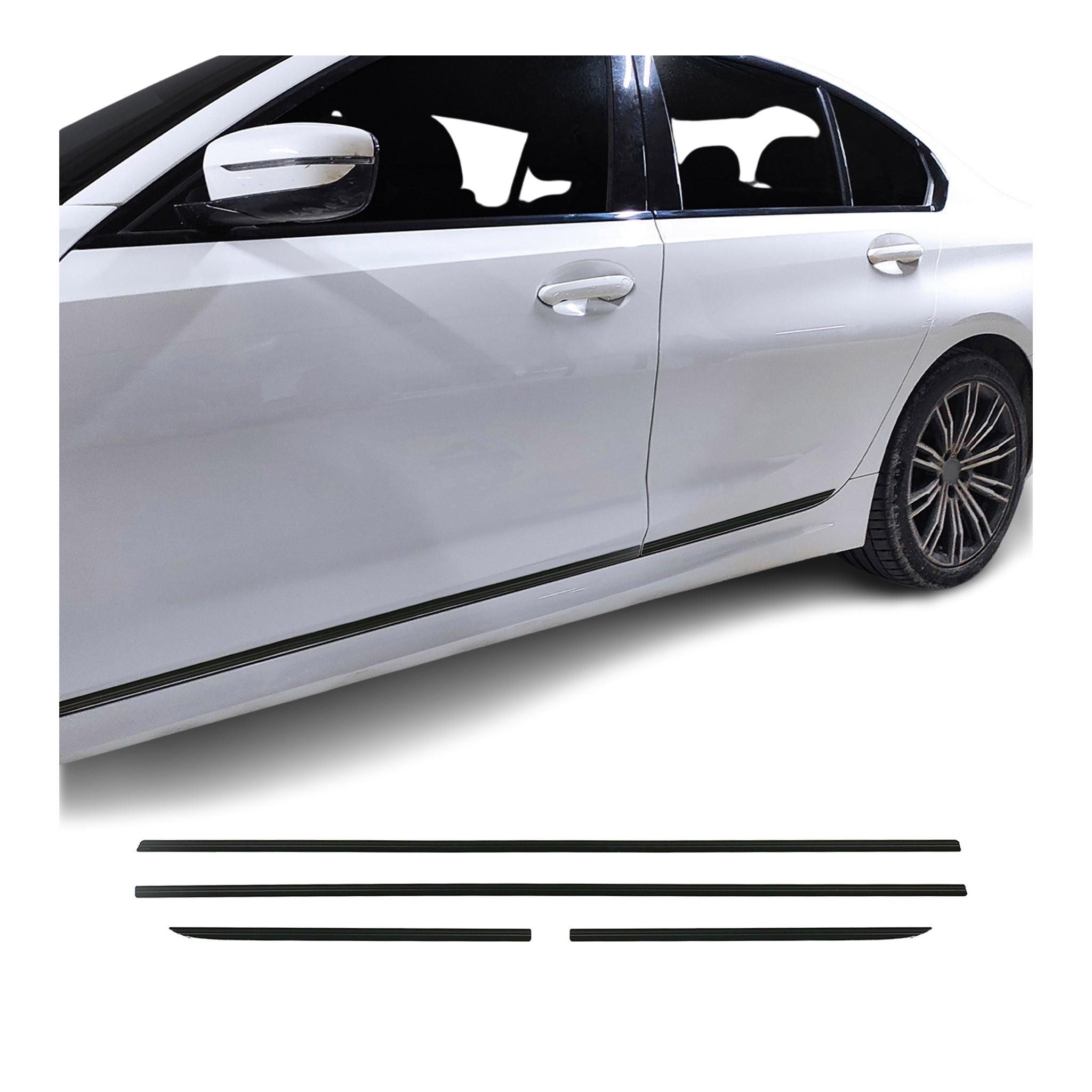 Car Side Door Streamer Guard Trim Black Aluminum Accessories 4 Pcs