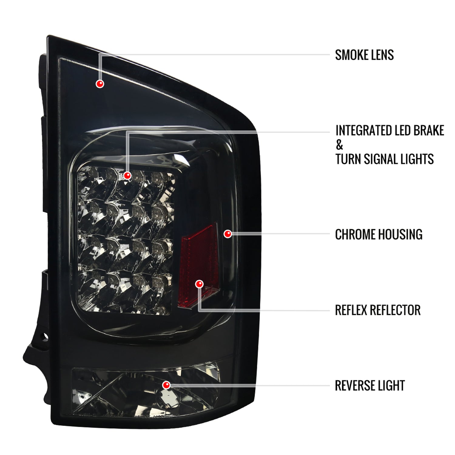 2005-2015 Nissan Armada LED Tail Lights Chrome Housing/Smoke Lens