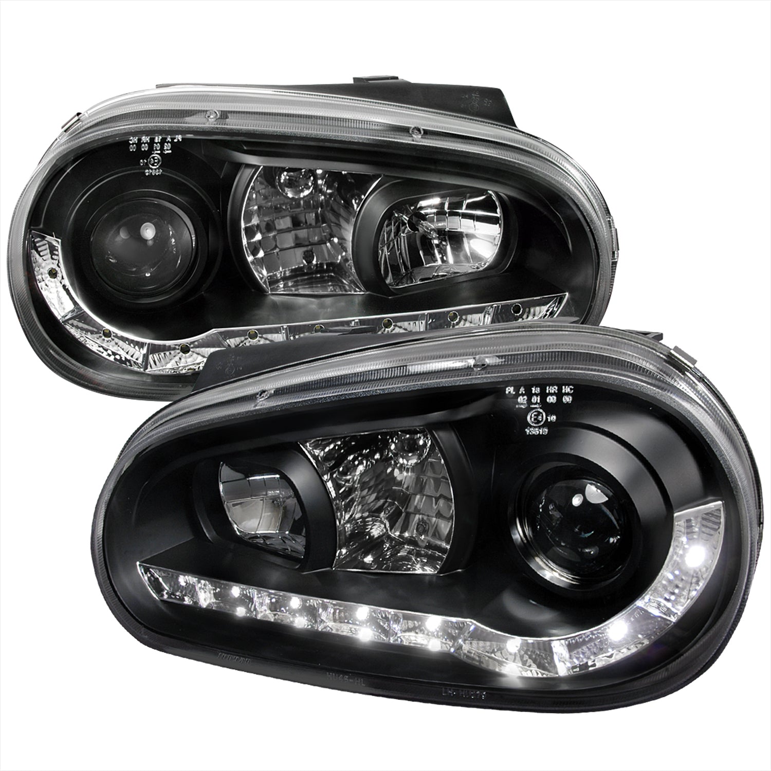 1999-2006 VW Golf Mk4 GTI/R32 Cabrio Projector Headlights R8 LED Light Black