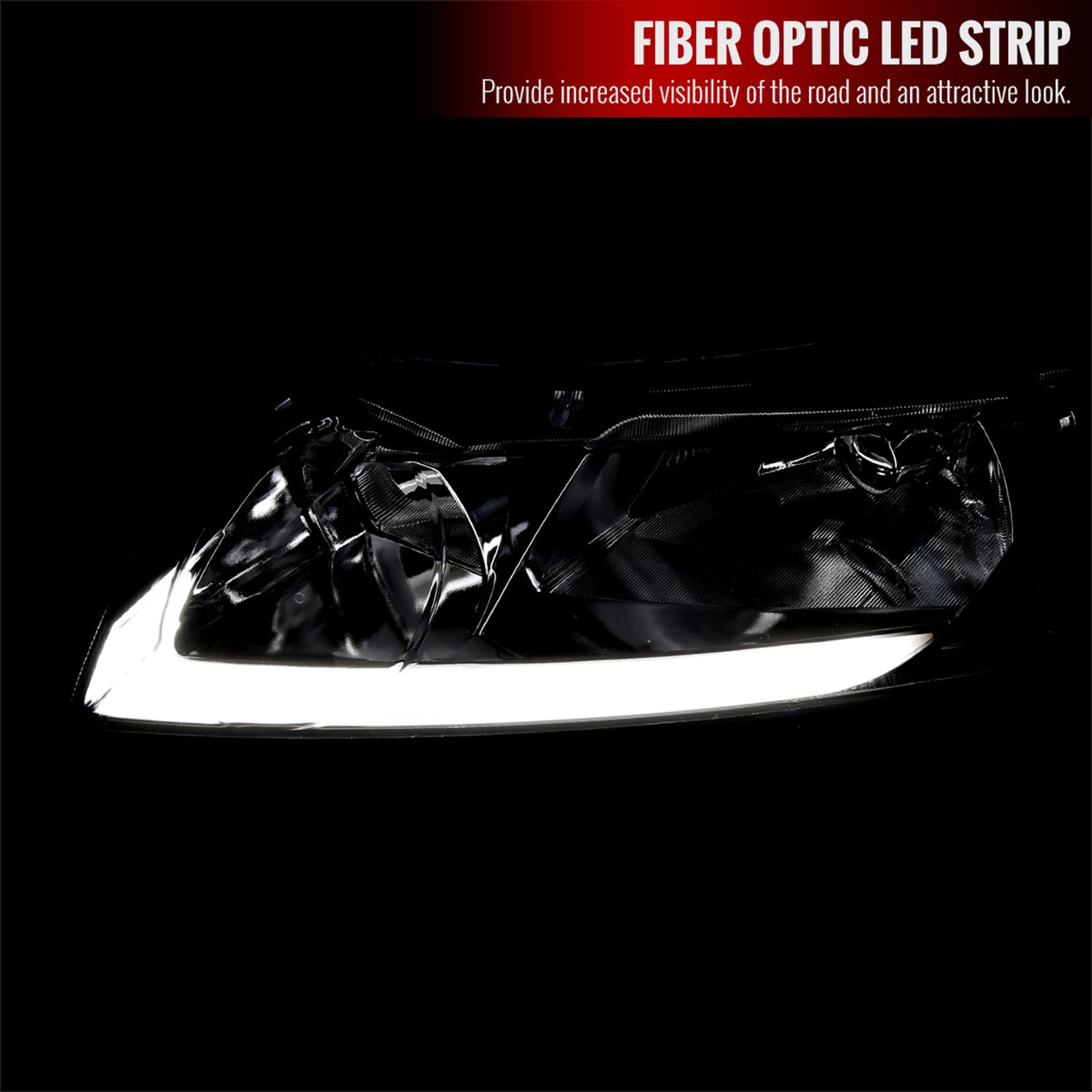 2006-2011 Honda Civic 4DR Sedan Factory Headlights w/LED Strip Chrome/Clear