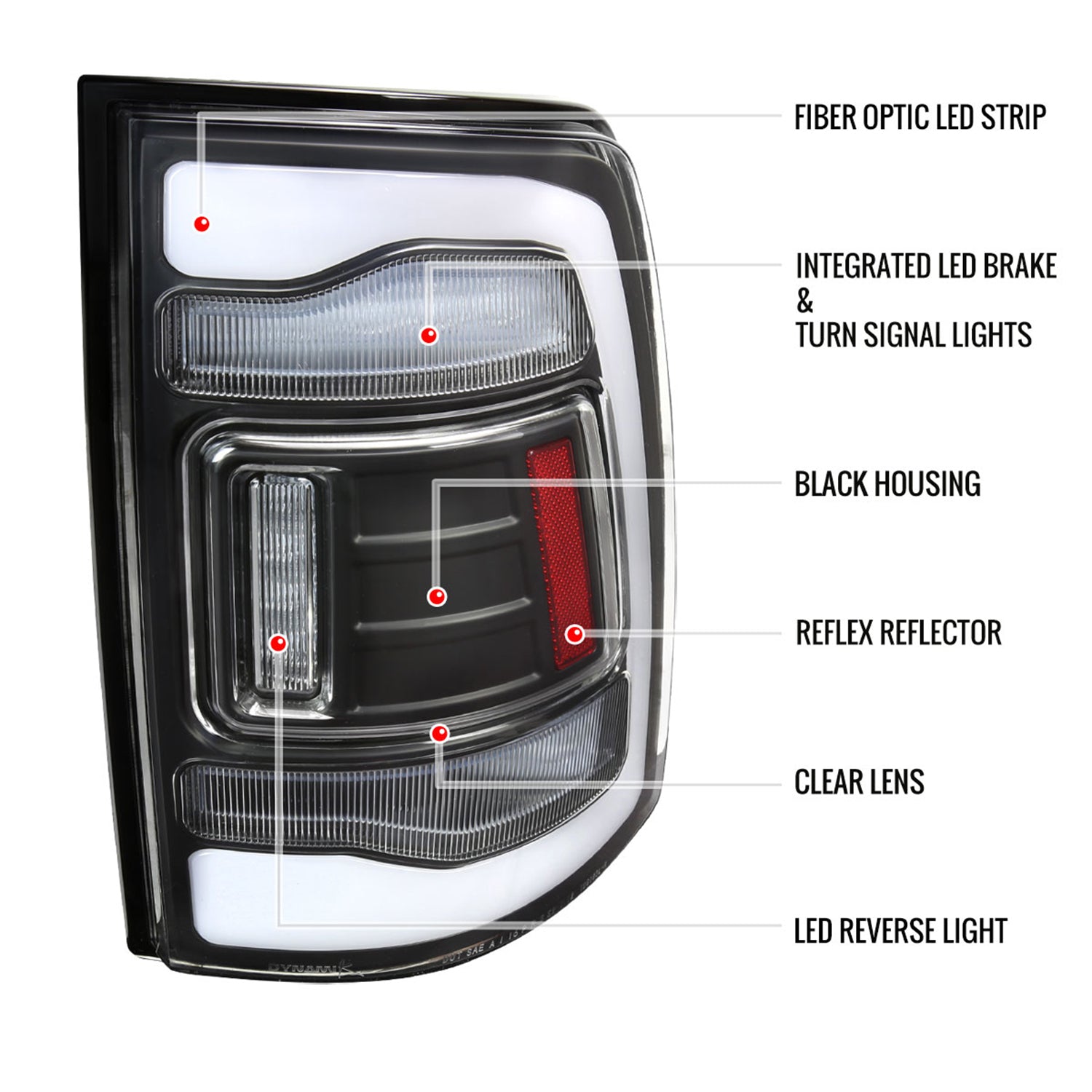 2009-2018 Dodge RAM 1500 2500 3500 LED Bar Tail Lights Matt Black