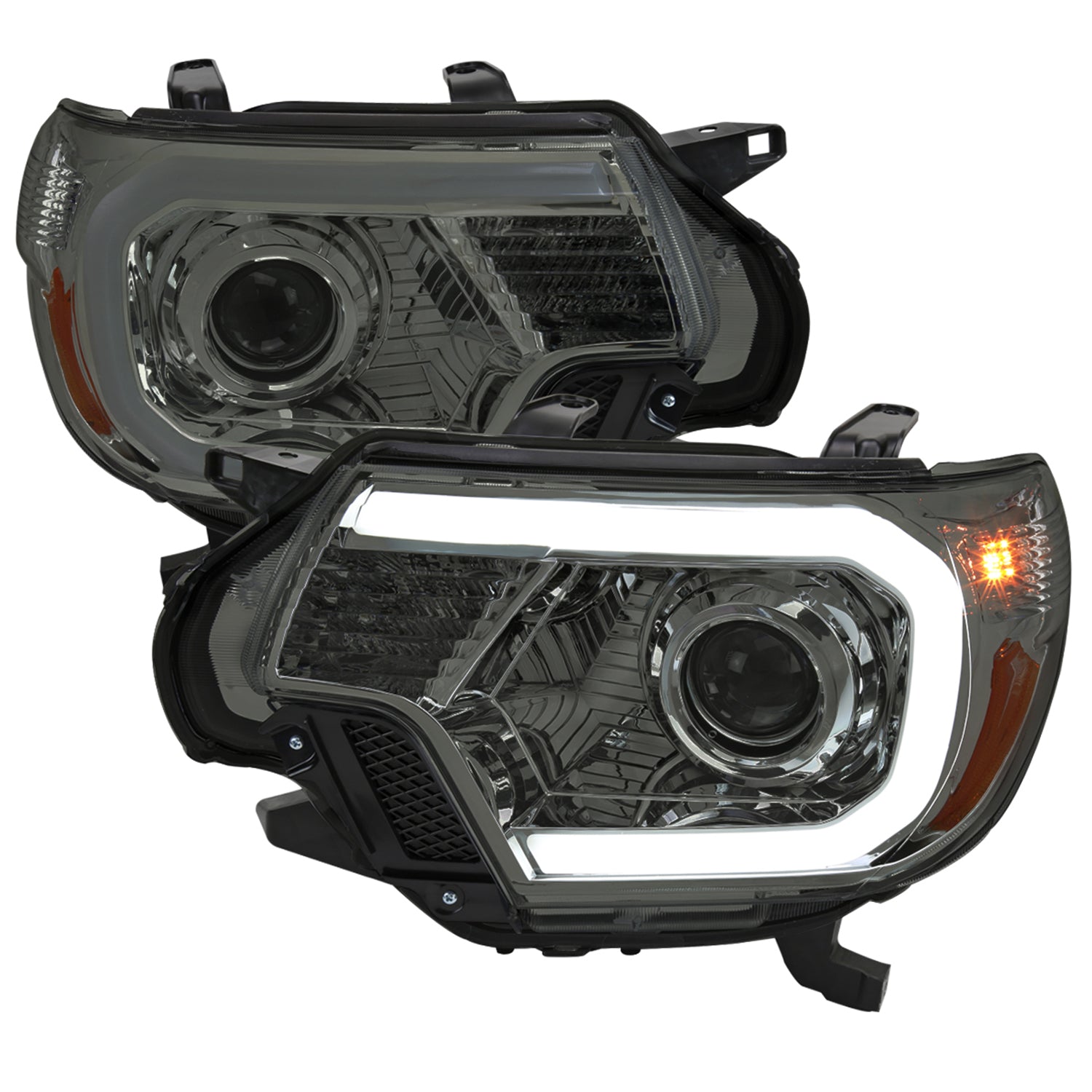 2012-2015 Toyota Tacoma LED C-Bar Headlights LED Parking Light Chrome/Smoke