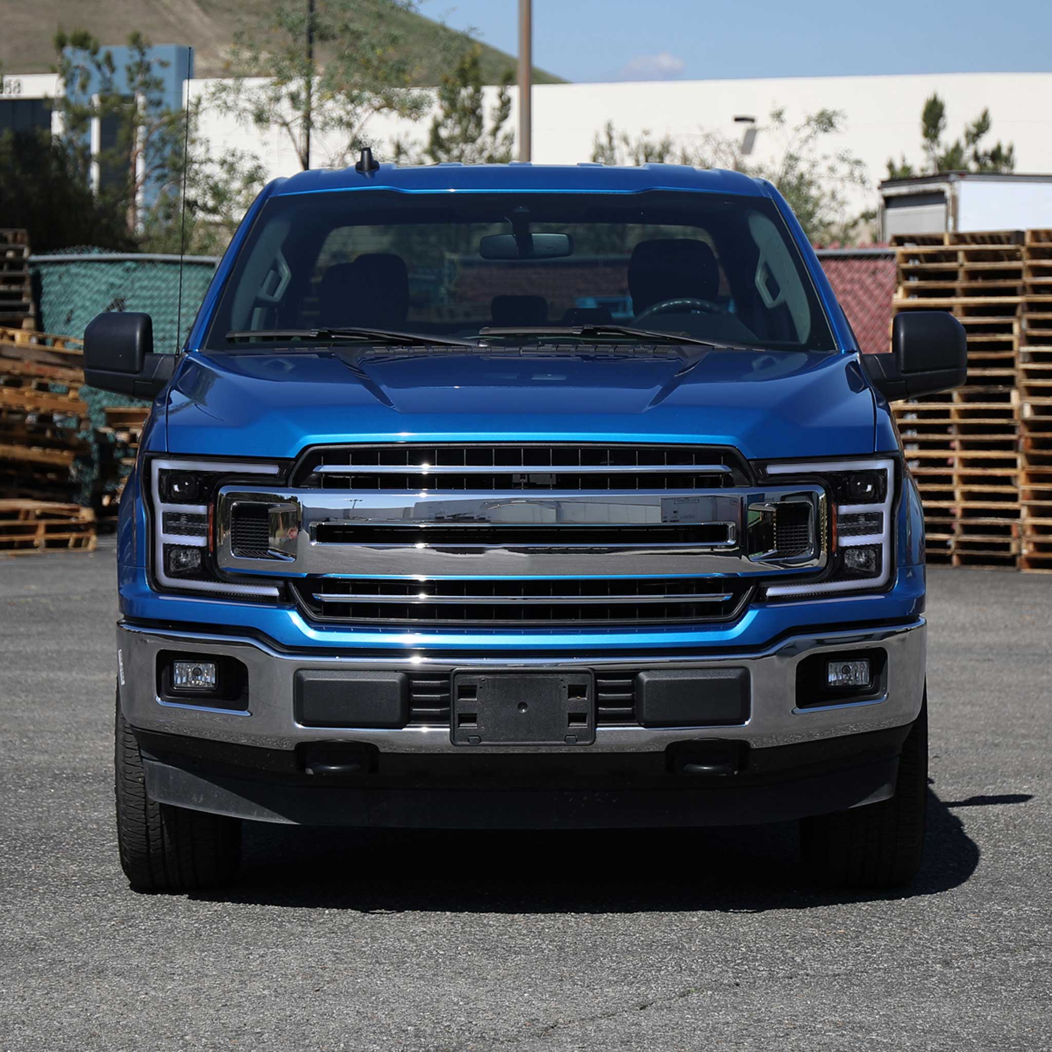 For Ford F-150 2018-2020 LED C Bar Projector Headlights Black Housing Smoked Lens