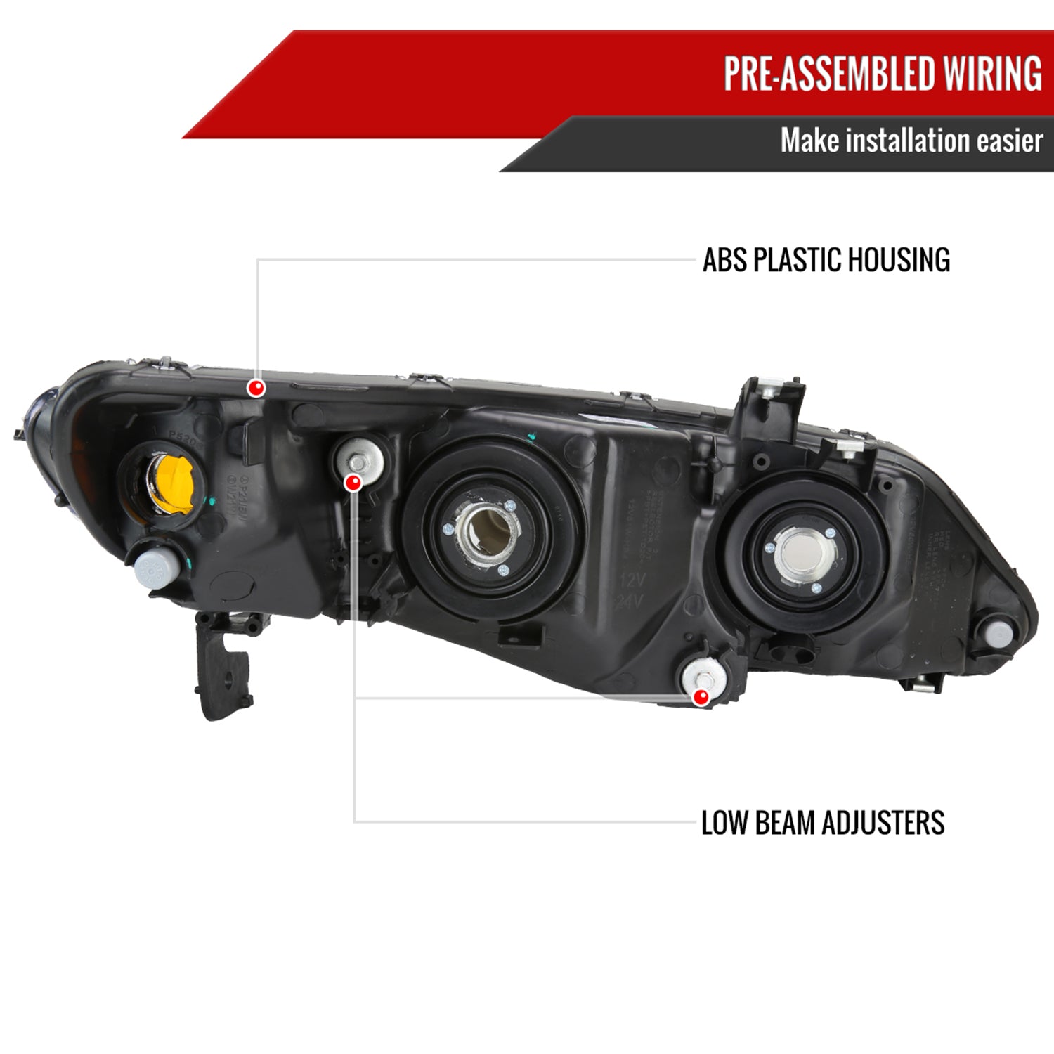 2006-2011 Honda Civic Sedan Factory Style Headlights Chrome/Clear Lens