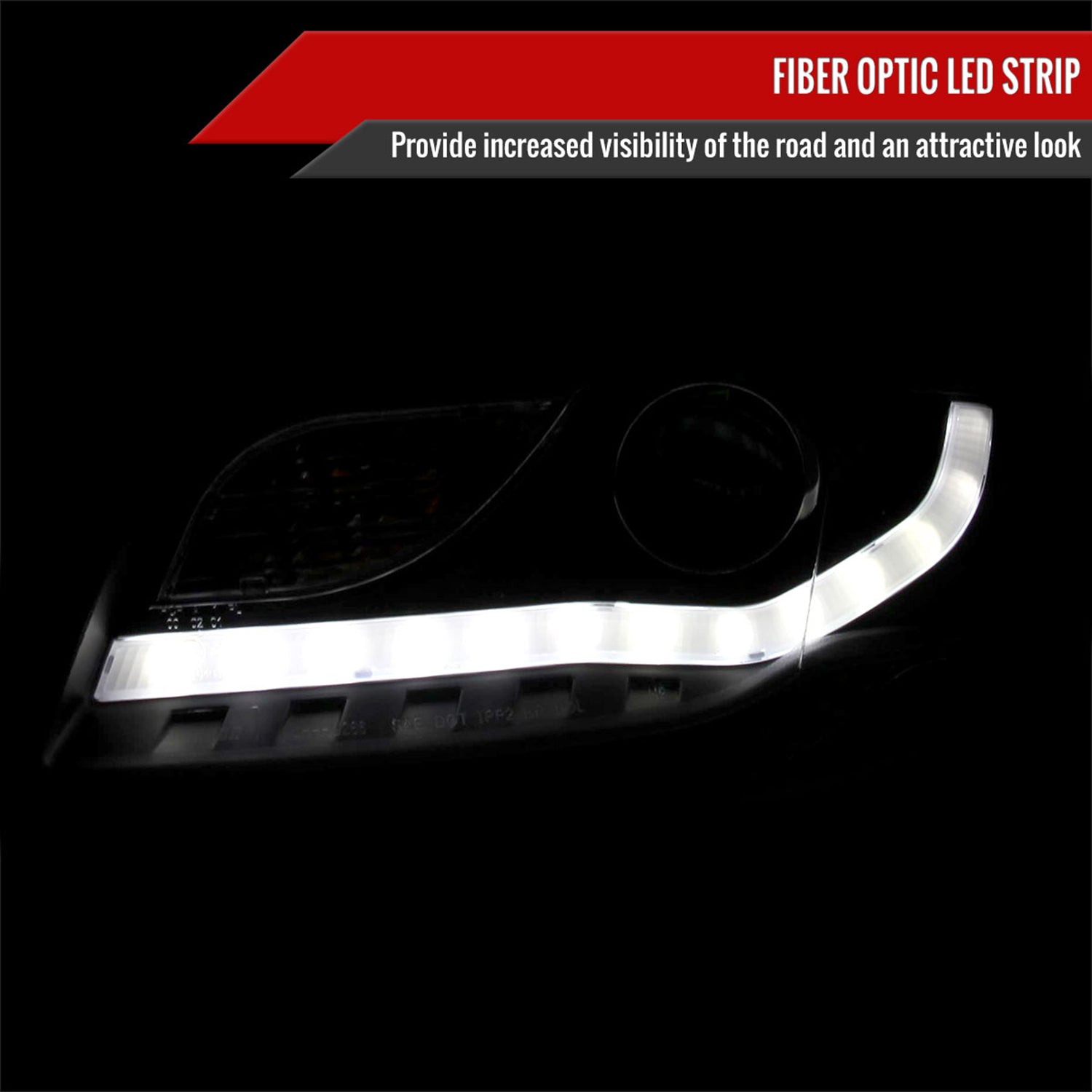 2006-2008 Audi A4 R8 Style LED Light Bar Projector Headlights Matt Black/Clear