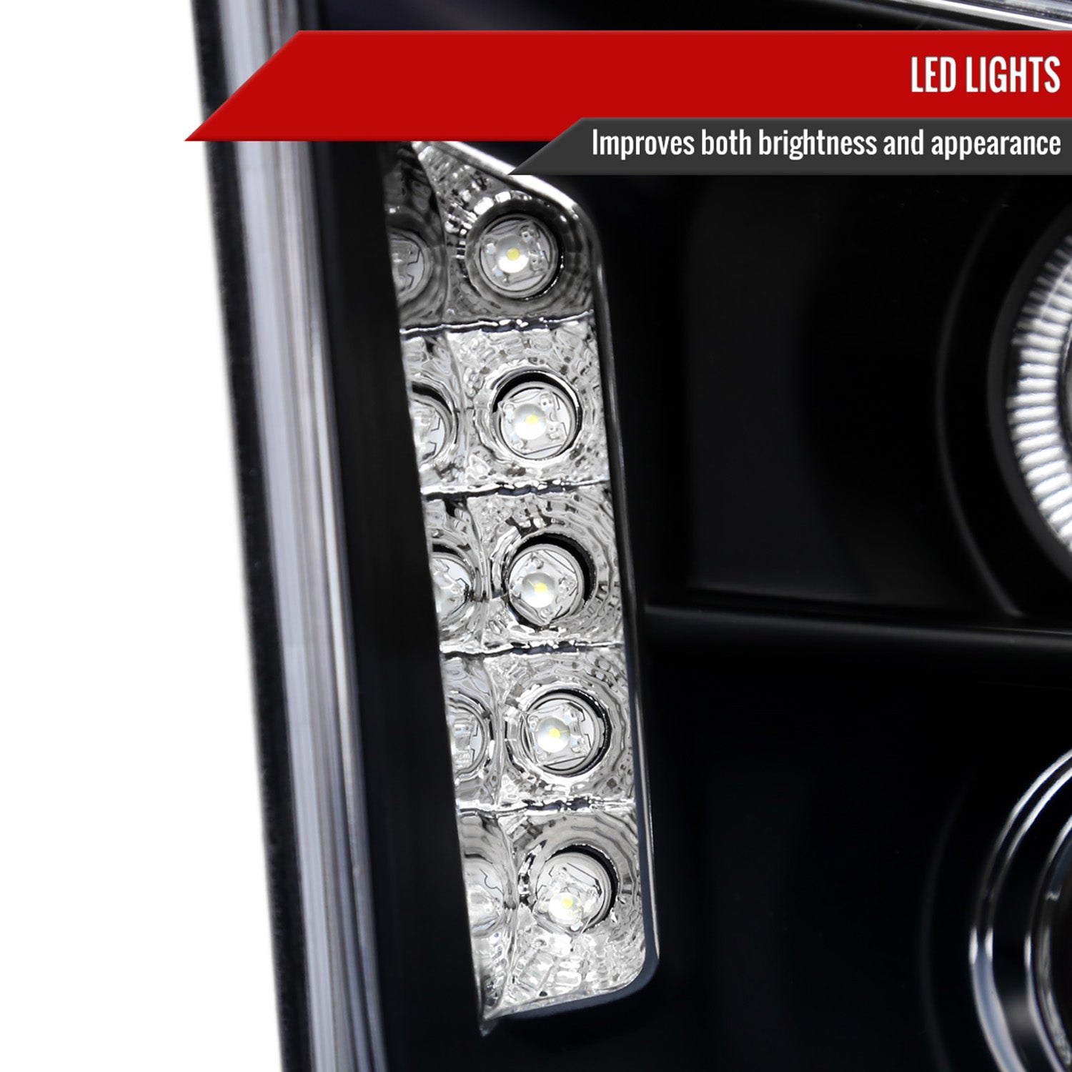 2005-2009 Ford Mustang Halo Projector Headlights LED Light Strip Matt Black