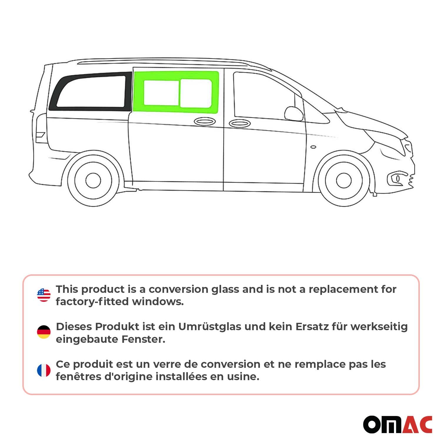 2016-2024 Mercedes Metris Window Glass Fit Kit Front Right Side L2 L3