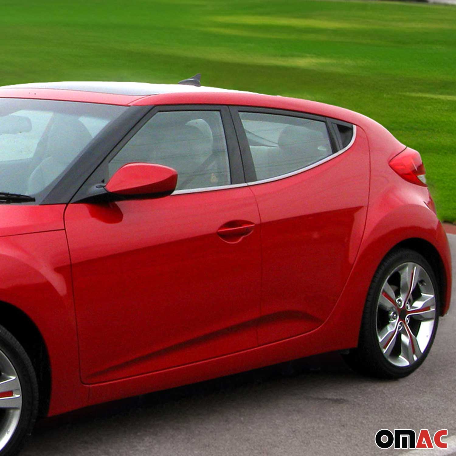 2012-2017 Hyundai Veloster Window Molding Trim Streamer Stainless Steel Silver 4 Pcs