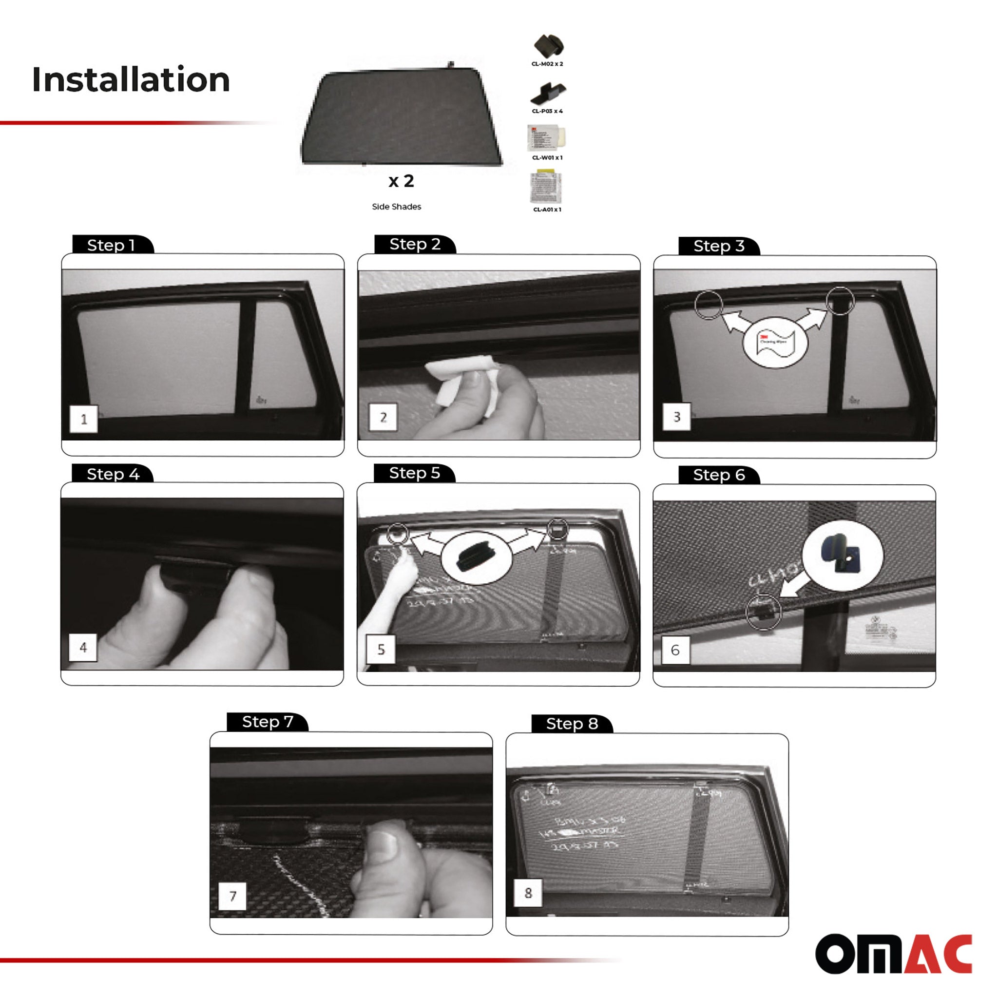 2004-2010 BMW X3 E83   Side Rear Window Curtain Mesh Black 2Pcs