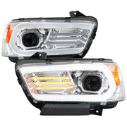 For Dodge Charger 2011-2014 Headlights LED DRL Light Strip Turn Signal Side Marker Chrome Housing Clear Lens